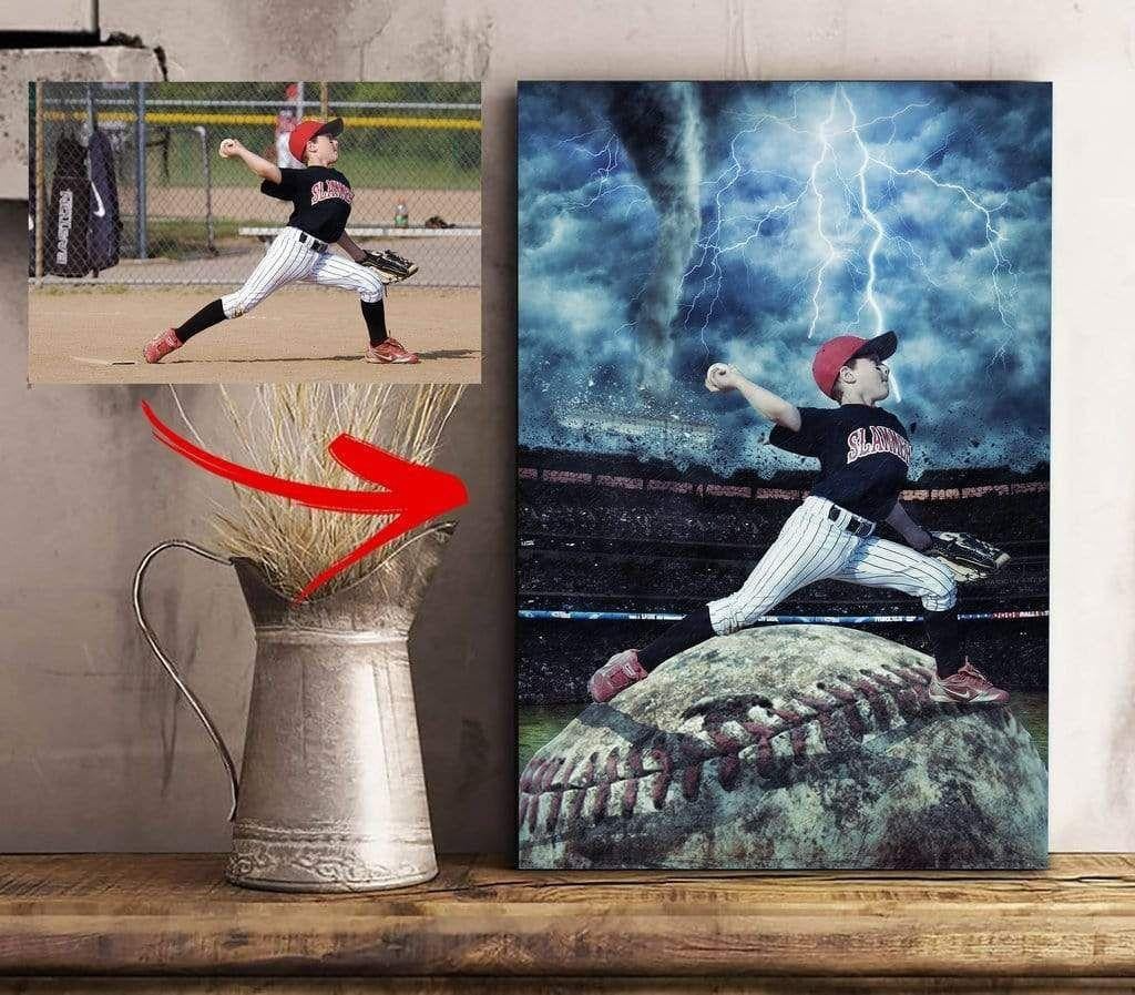 Baseball Field in Storm Custom Photo Wall Art Prints Canvas
