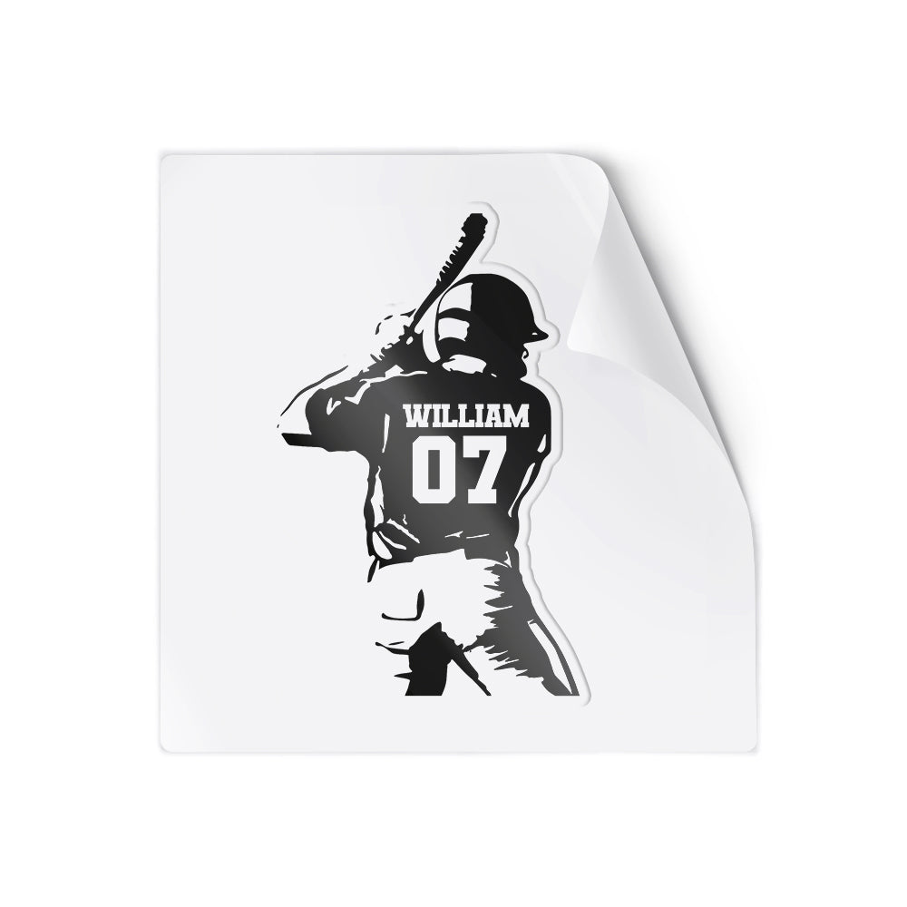 Custom Name Baseball Player Number – Personalized Sports Design, Waterproof Vinyl Sticker
