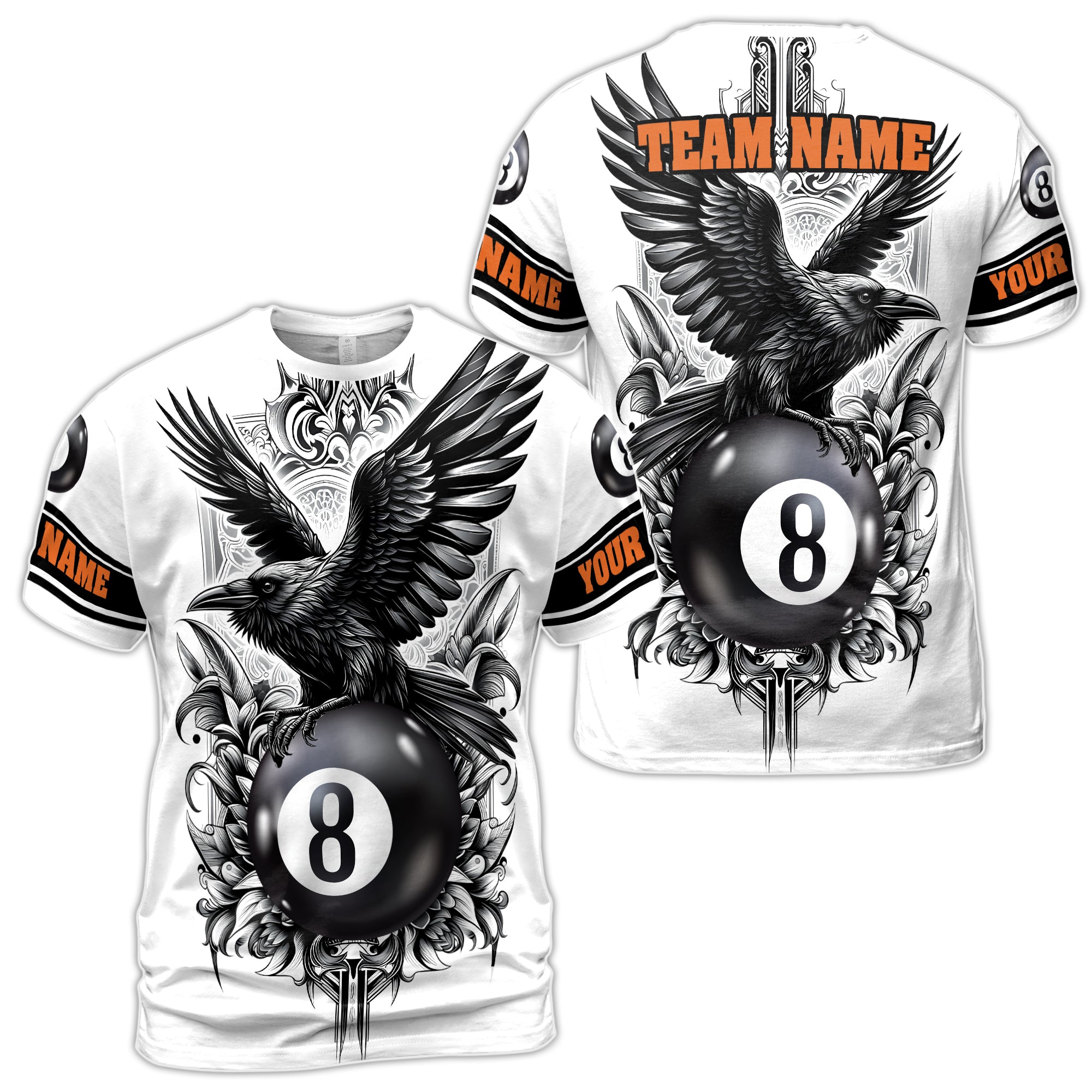 Eagle Billiard Fire Flame Custom Billiard T-shirt 3D