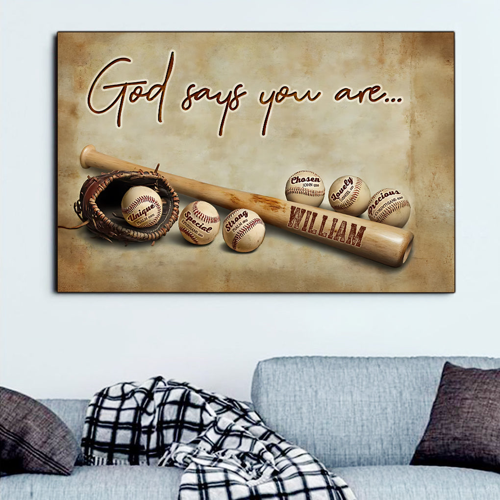 God Says You Are Unique Chosen Baseball Painting Wall Art Decor Poster Gift For Baseball Lovers Canvas
