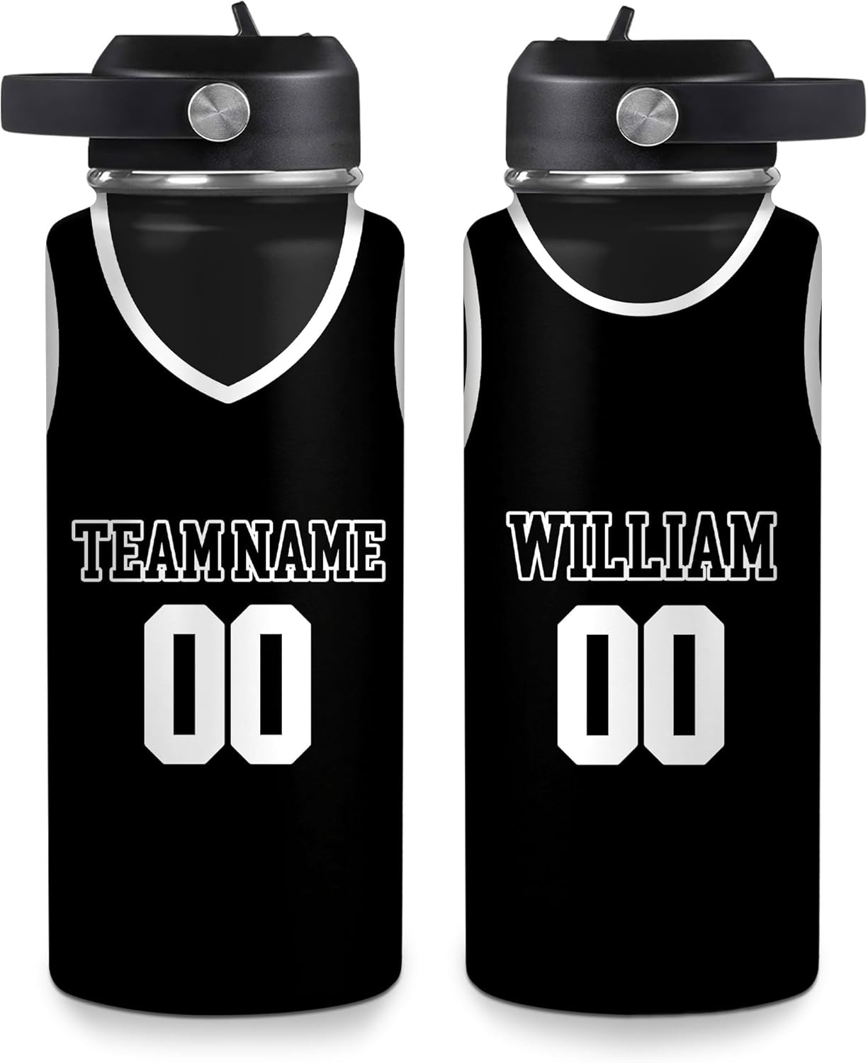 Personalized Basketball Water Bottle – Custom Name 32oz 40oz Stainless Steel Insulated Sports Bottle Gift for Men Boys Players Coaches Fans Birthday Christmas Water Bottle