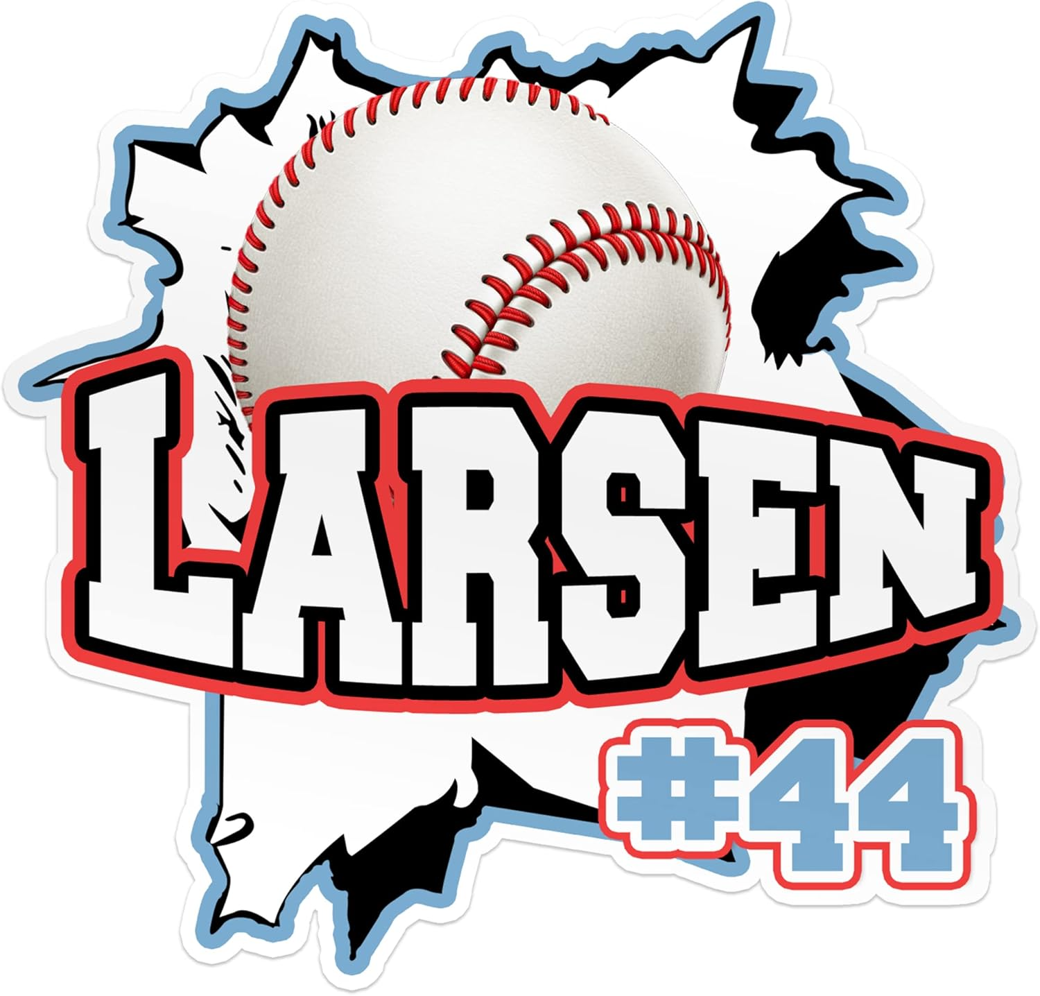 Personalized Custom Sport Baseball Softball Sticker with Name and Number, Waterproof Vinyl Decal for Baseball Ball, Water Bottle, Car, Laptop, Phone