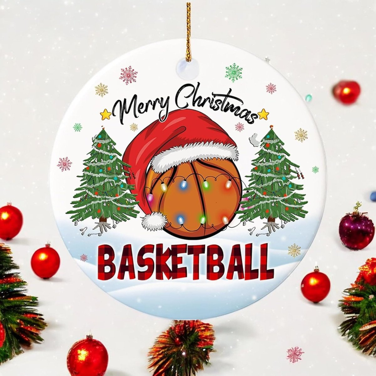 Basketball Merry Christmas Acrylic Ornament – Xmas Tree Decoration,Basketball Ornament