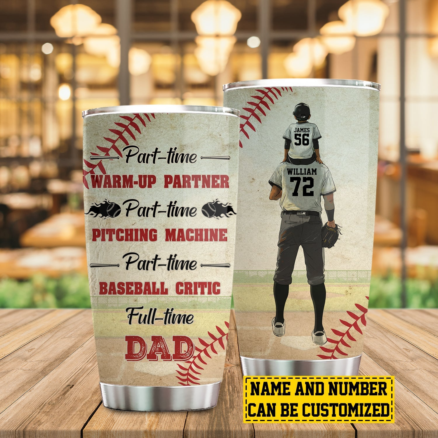Personalized Baseball Boy Baseball Critic Full Time Dad Stainless Steel Father's Day Gift For Baseball Lovers Tumbler 20oz - TU04 4
