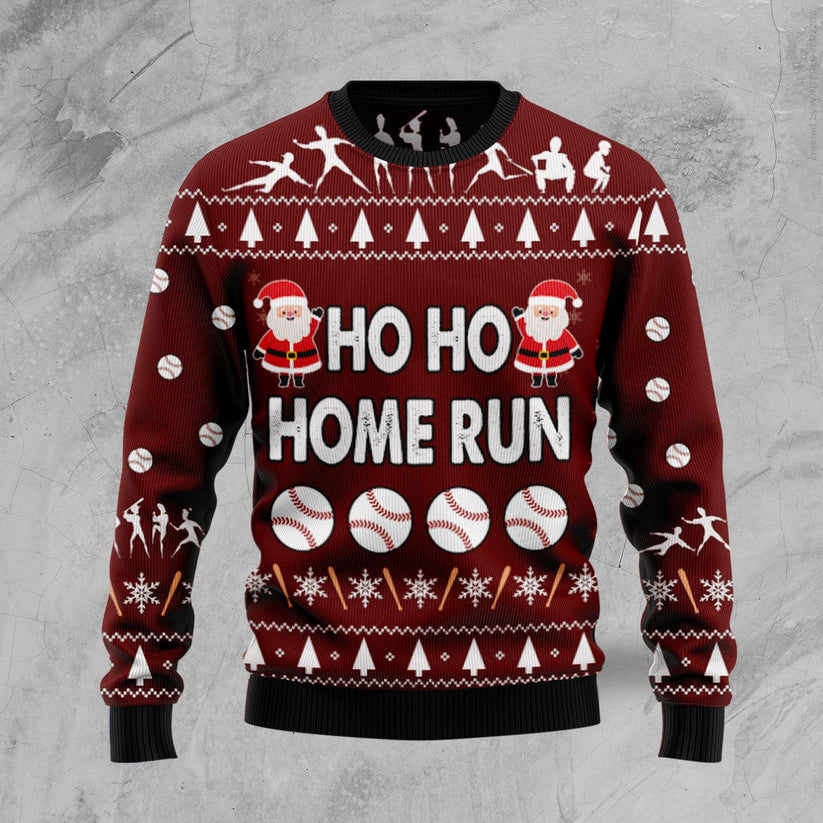 Baseball Hoho Home Run Christmas Sweater - SW04