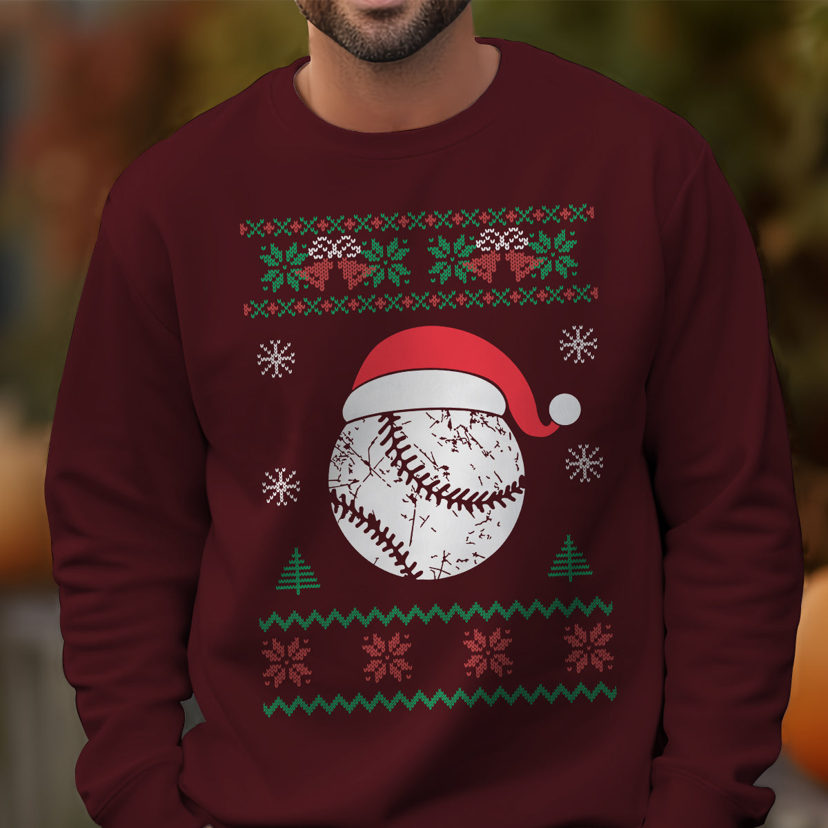 Baseball Santa Hat Ugly Christmas Gift for Baseball Lover Sweatshirt - SS10 3