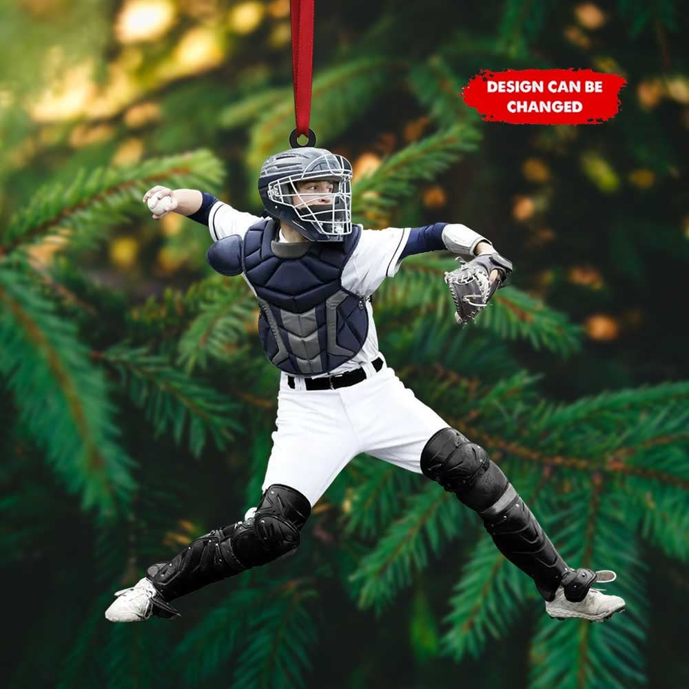 Custom Baseball Player Ornament - Keepsake Christmas Gift, Christmas Tree Decor, Hanging Car, Keychain 3