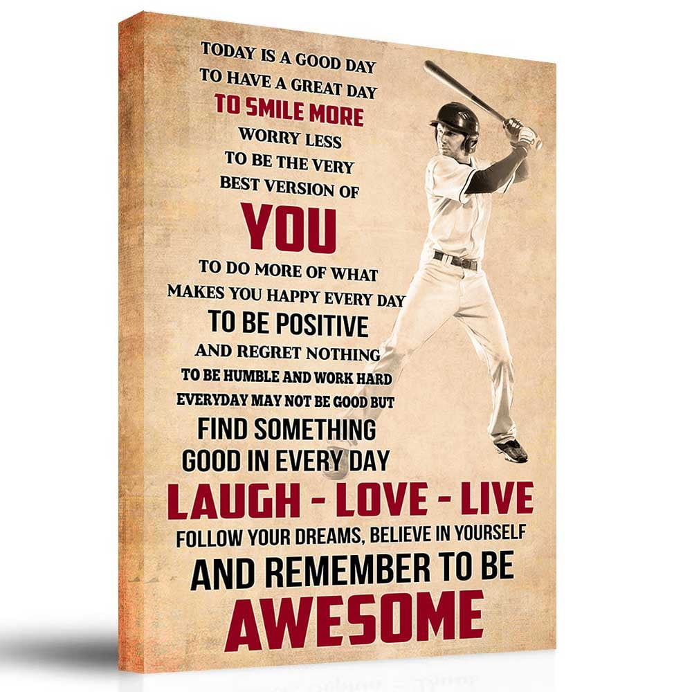 Custom Photo Remember To Be Awesome Baseball Wall Art Prints Home Decor Baseball Canvas 4