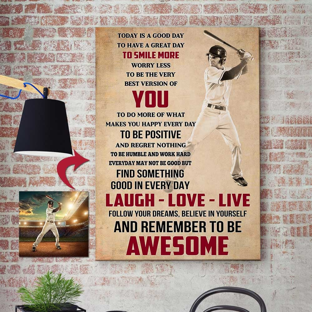 Custom Photo Remember To Be Awesome Baseball Wall Art Prints Home Decor Baseball Canvas