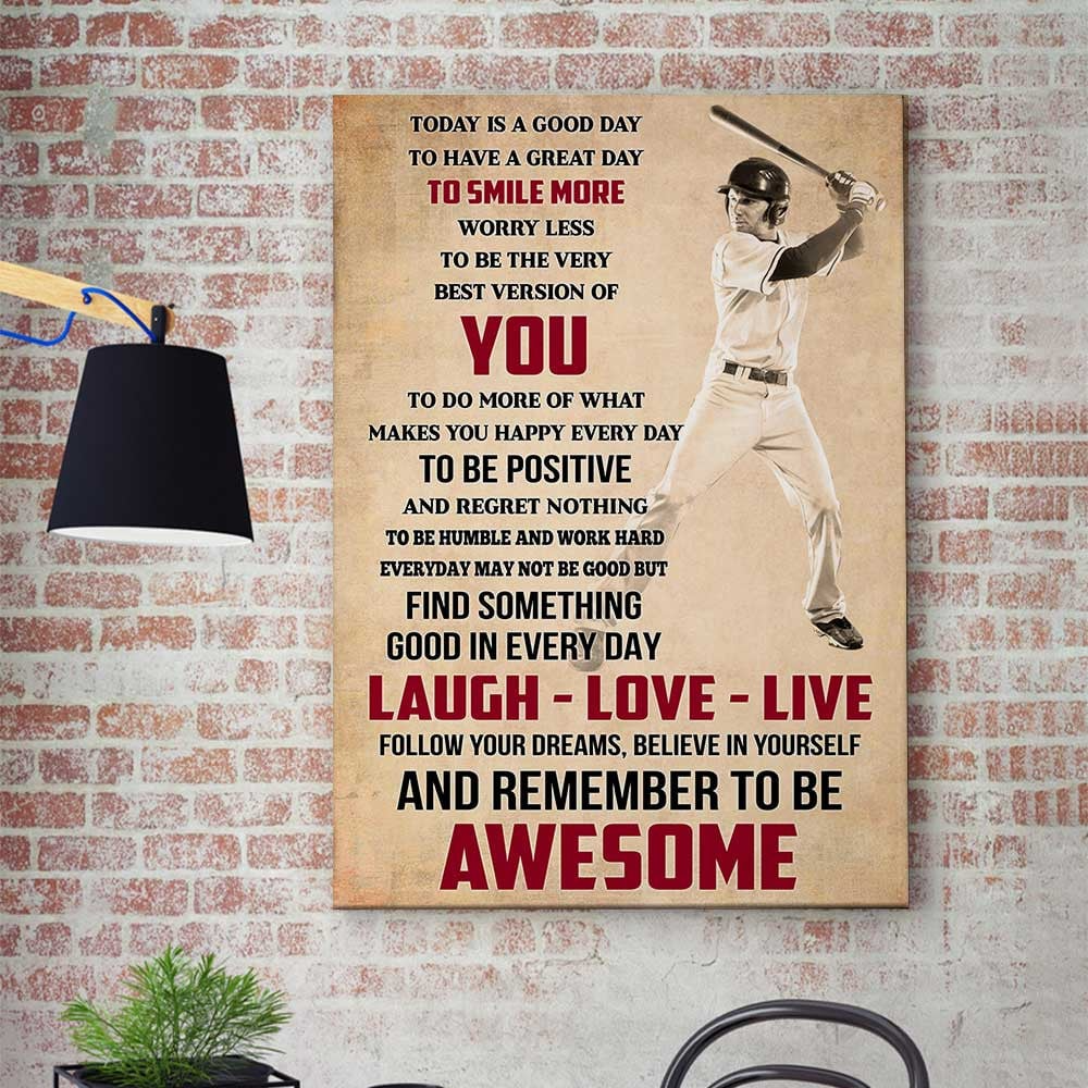 Custom Photo Remember To Be Awesome Baseball Wall Art Prints Home Decor Baseball Canvas 3