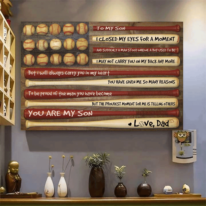 To My Son from Dad Baseball Wall Art Prints Gift Baseball Canvas