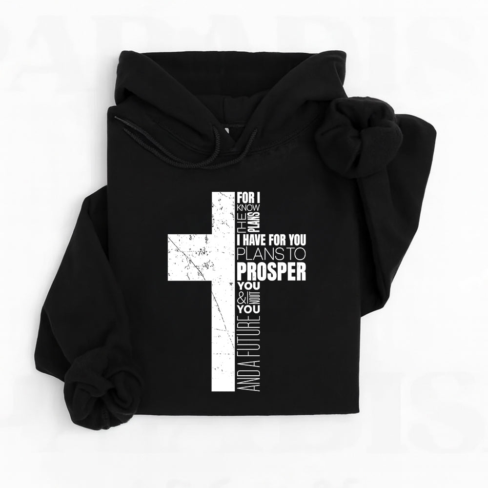 Jeremiah 29:11 V-Neck Hoodie – Christian Bible Verse Cross Faith Apparel, Inspirational Scripture Gift for Youth, Men, Women Hoodie 4