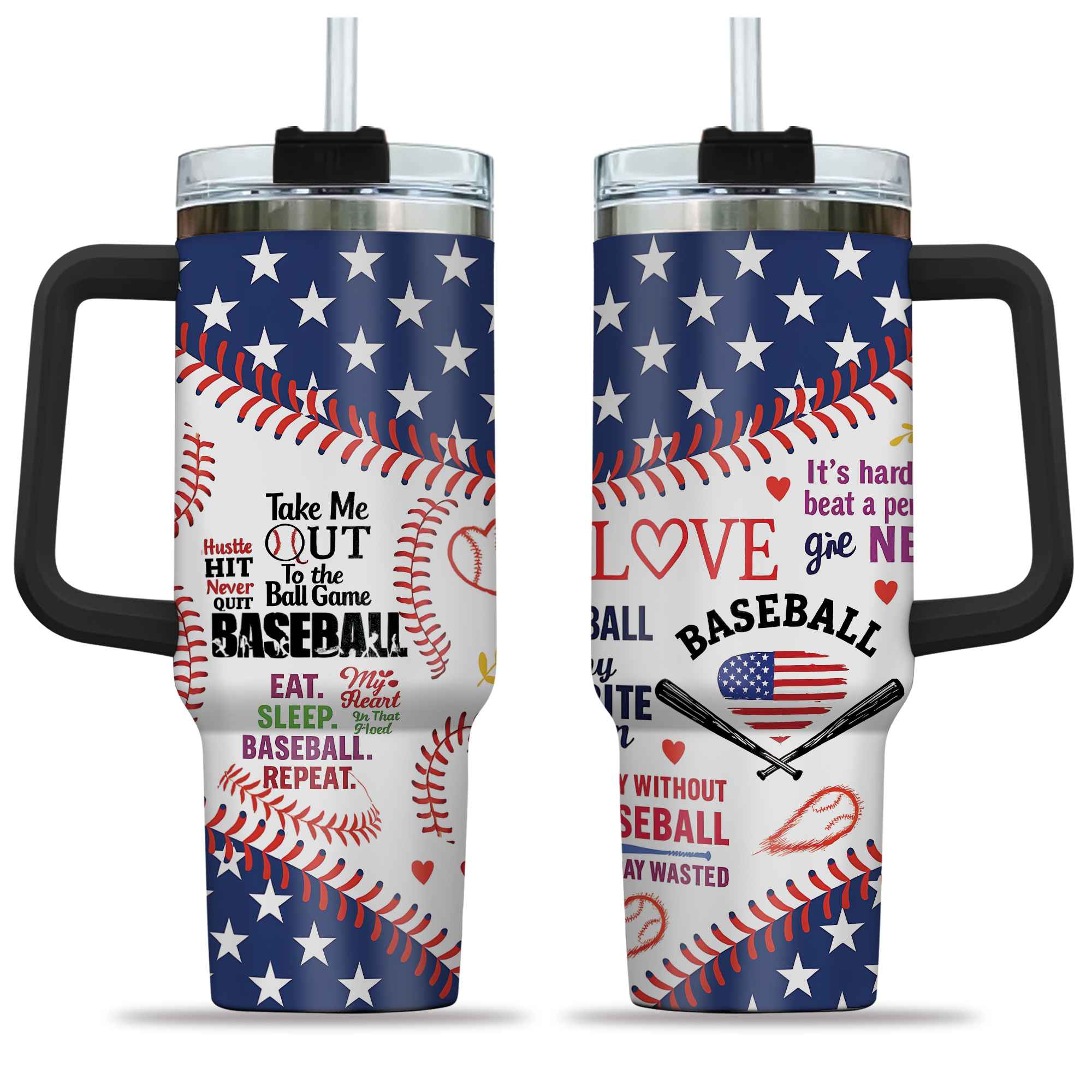 Baseball Stainless Steel Insulated Travel Tumbler Gift for Mom Dad Coach Fan Sport Lovers Tumbler 40oz 3
