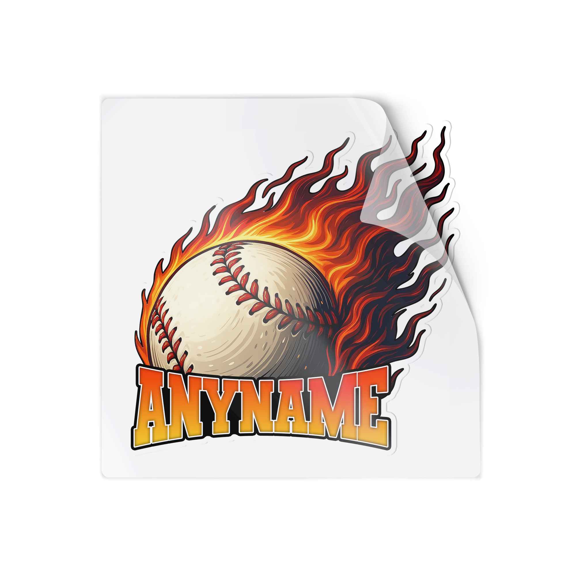 Baseball Flame Die Cut Sticker