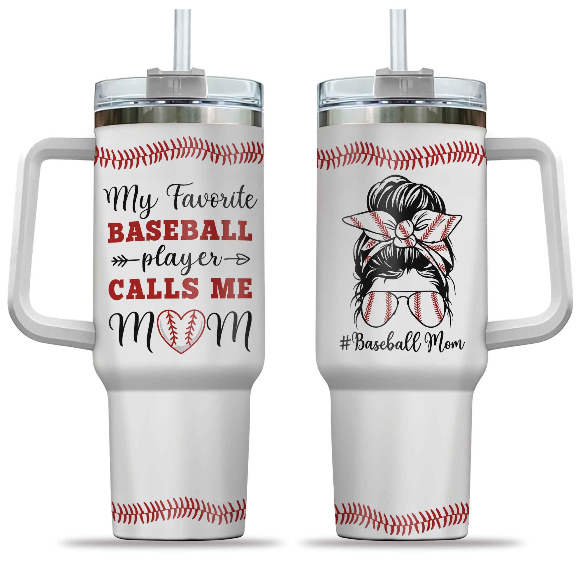 Baseball Mom Gifts Birthday Christmas From Kids Friends With Handle Tumbler 40oz