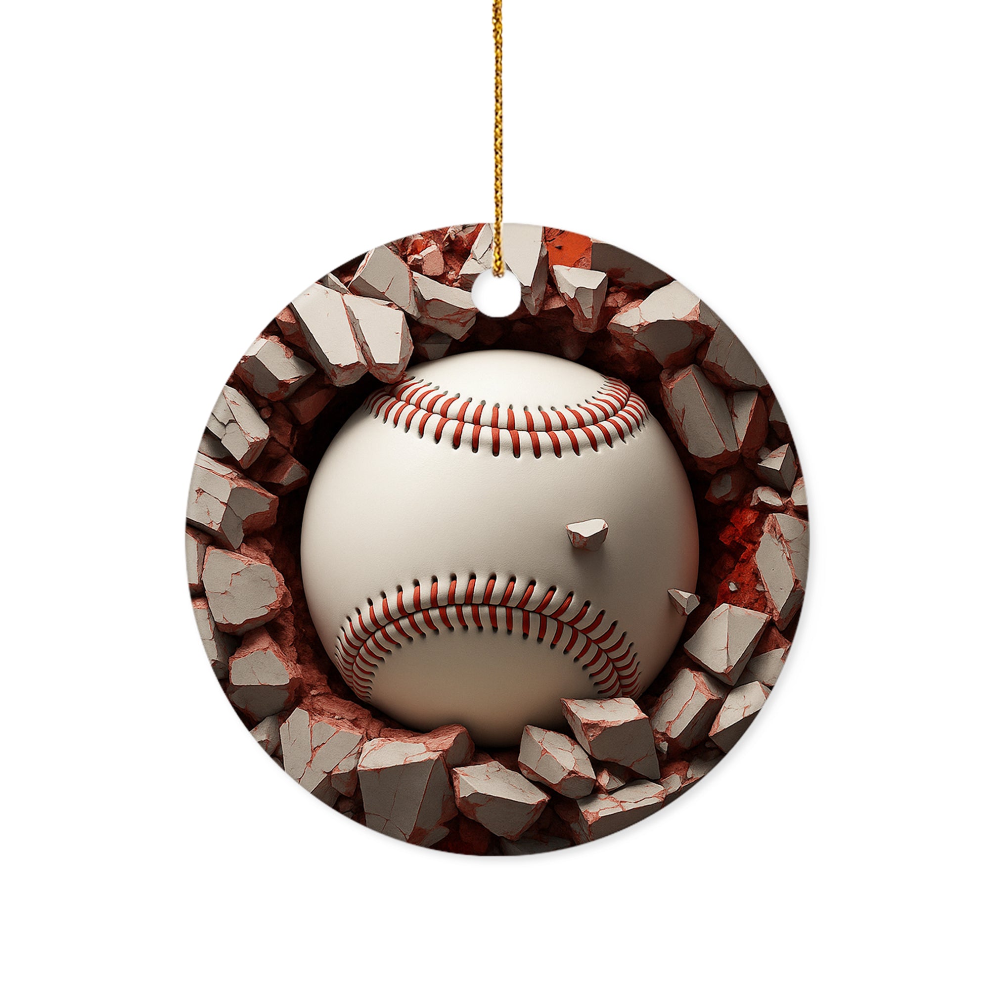Christmas Tree Xmas Indoor Decor, Sport Gift Exchange Holiday, Baseball Break Through Acrylic Ornament 4