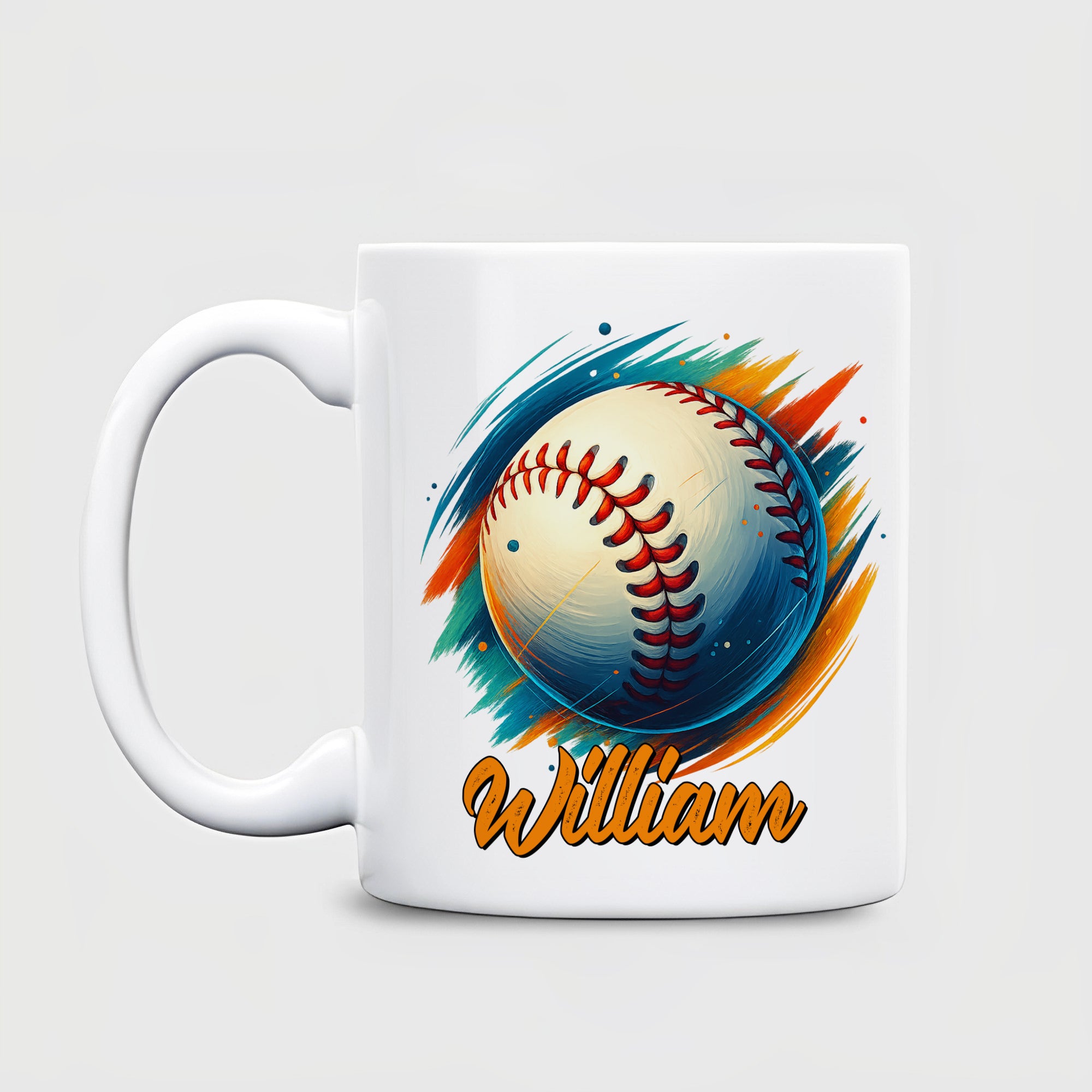 Personalized Baseball Coffee Mug 11oz 15oz, Baseball Sport Team Mug, Customized Baseball Coach Mug, Vibrant Baseball Watercolor Mug