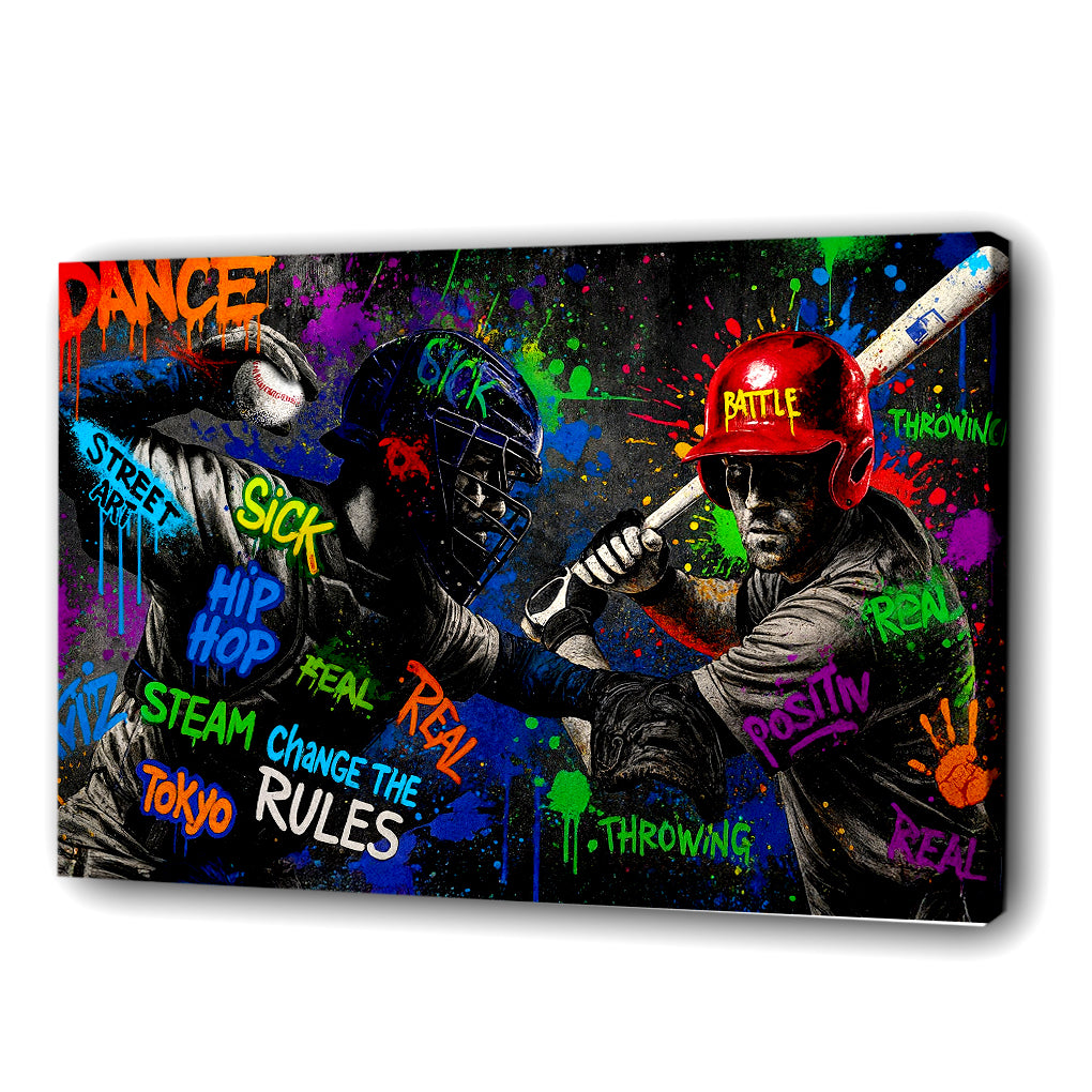Abstract Street Baseball Graffiti Wall Art Teenager Sports Graffiti Canvas Print Modern Painting for Living Room Bedroom Baseball Canvas