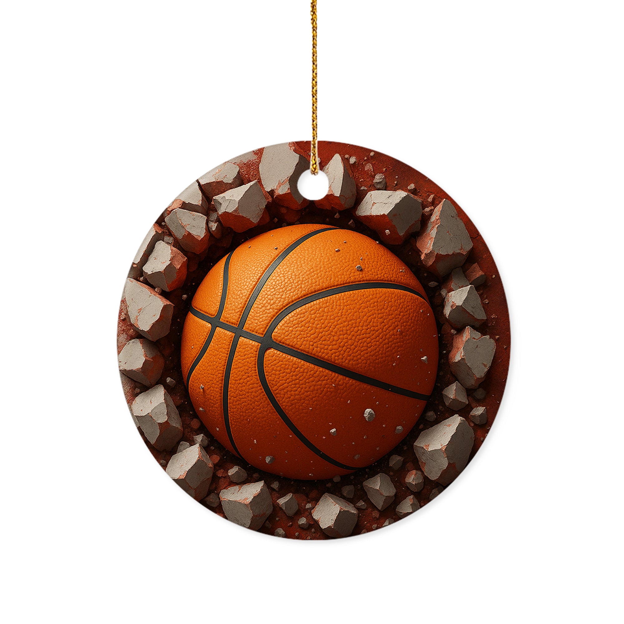 Christmas Tree Xmas Indoor Decor, Sport Gift Exchange Holiday, Basketball Break Through Acrylic Ornament 4