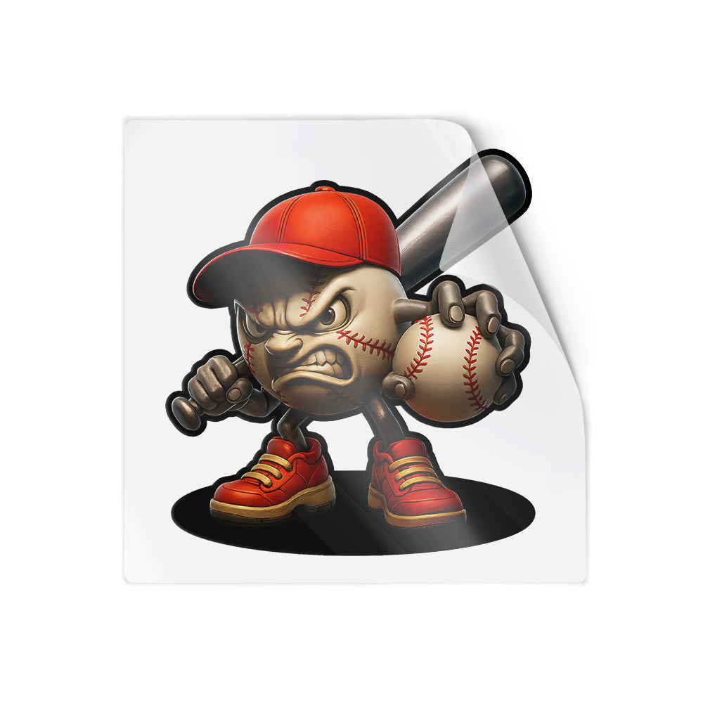 Baseball Mascot Ball Decal - Custom Sports Car, Laptop, Water Bottle Sticker