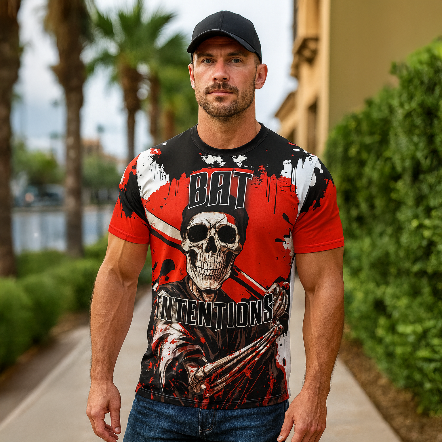 Bat Intentions Skull Baseball Jersey Custom Name Number T-Shirt 3D