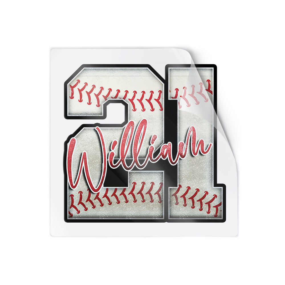 Custom Baseball Sticker – Your Name & Jersey Number Vinyl Decal
