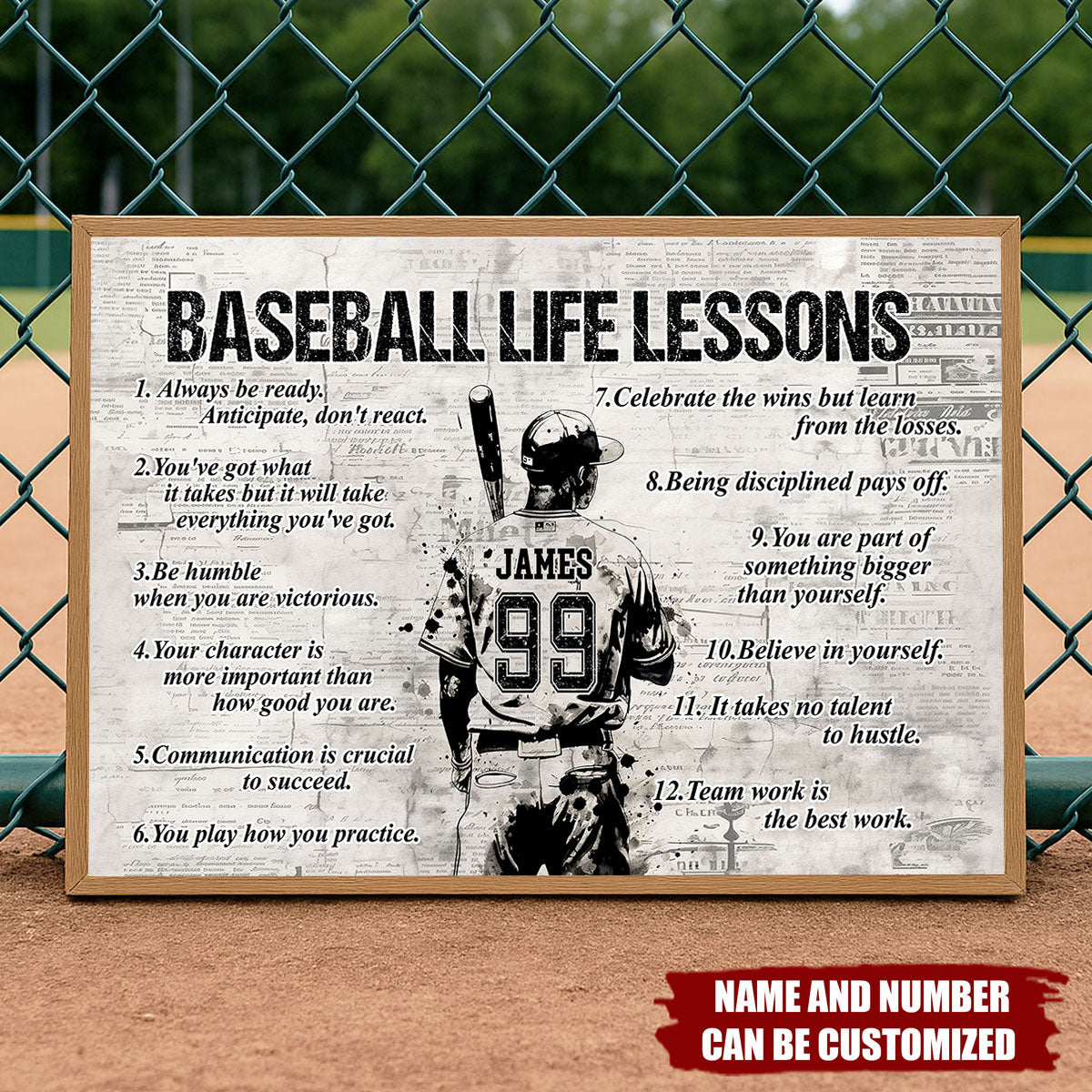 Baseball Life Lessons Personalized Canvas Print