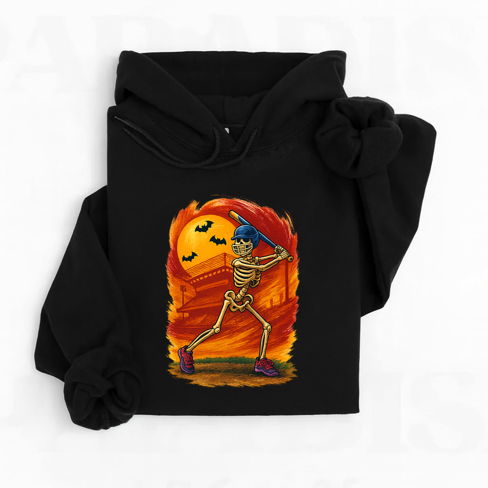 Funny Halloween Baseball Skeleton Plays Baseball, Gift for Baseball Lovers Hoodie 5