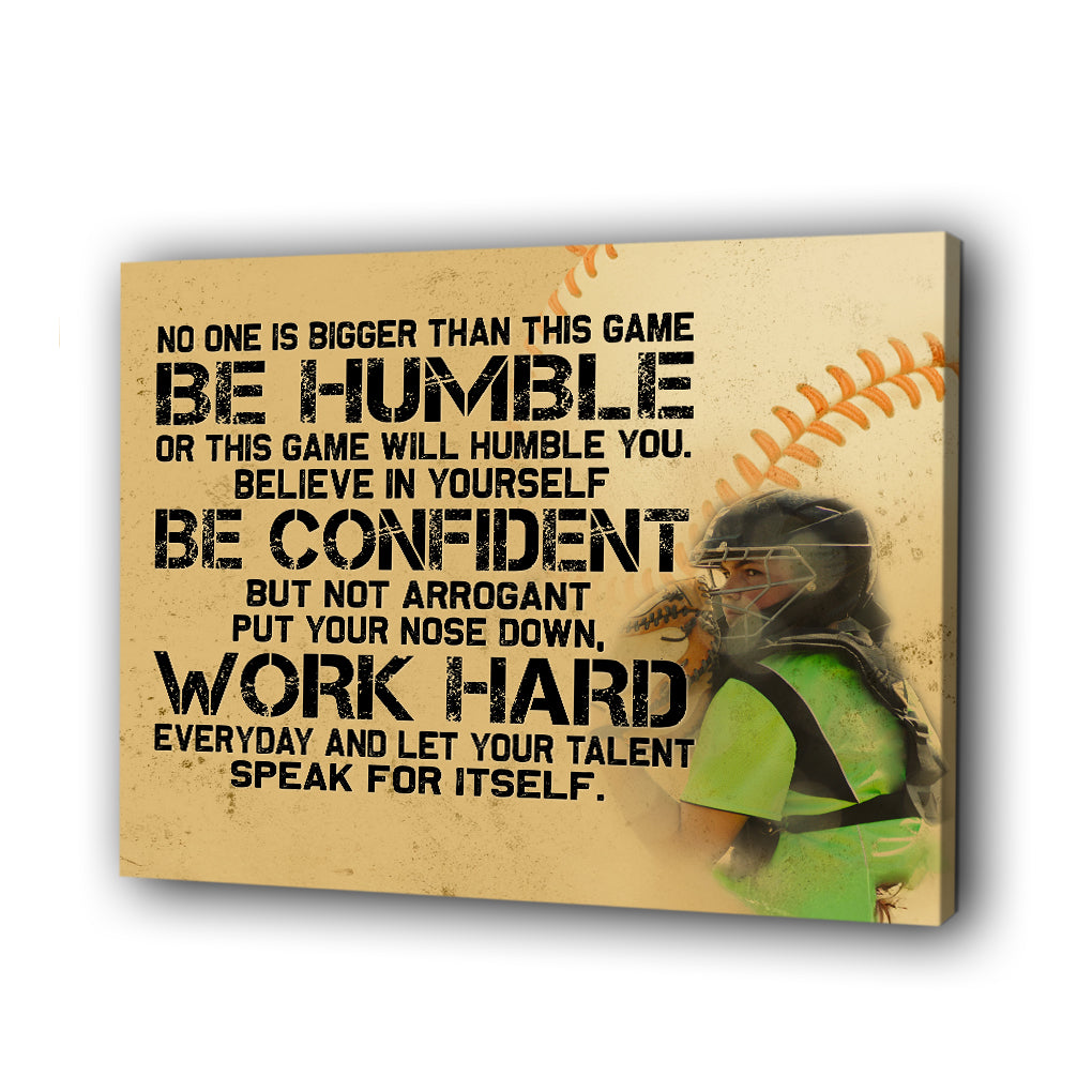 Custom Photo No One Is Bigger Than This Game Be Humble Baseball Canvas Wall Art