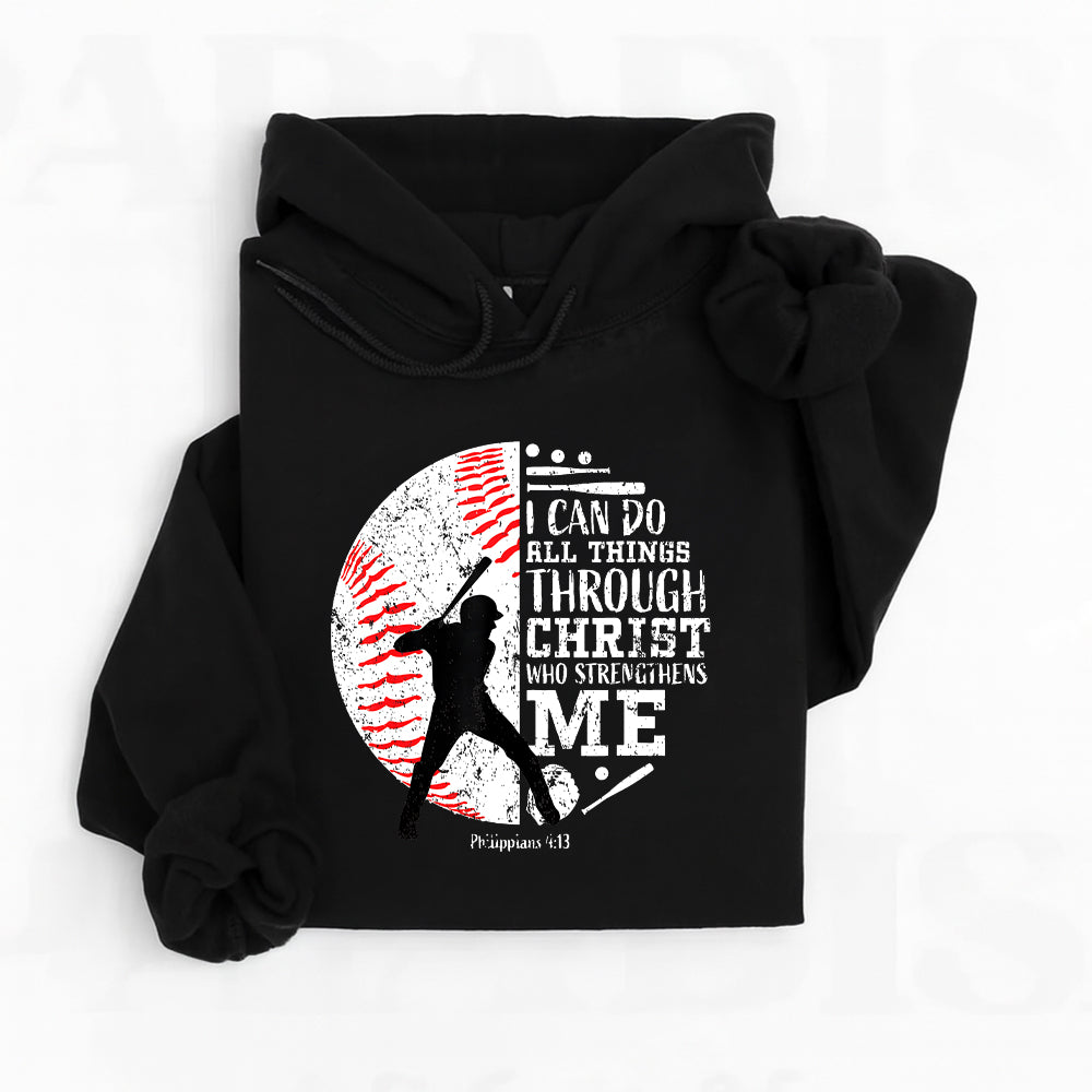 I Can Do All Things Through Christ Baseball Scripture Faith Hoodie 5