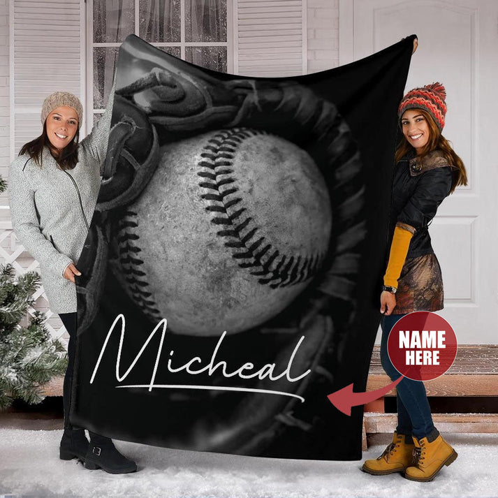 Baseball Boy Personalized Fleece Custom Name Throw Fleece Blanket 5