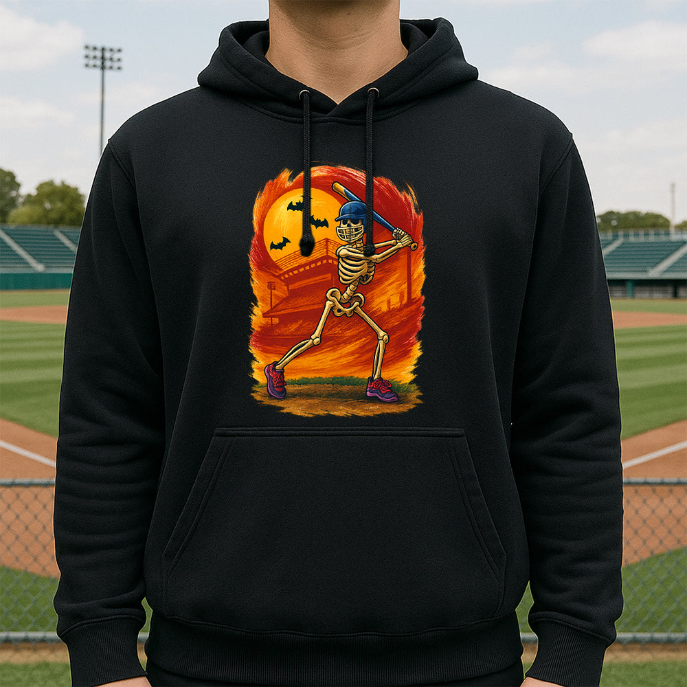 Funny Halloween Baseball Skeleton Plays Baseball, Gift for Baseball Lovers Hoodie 4