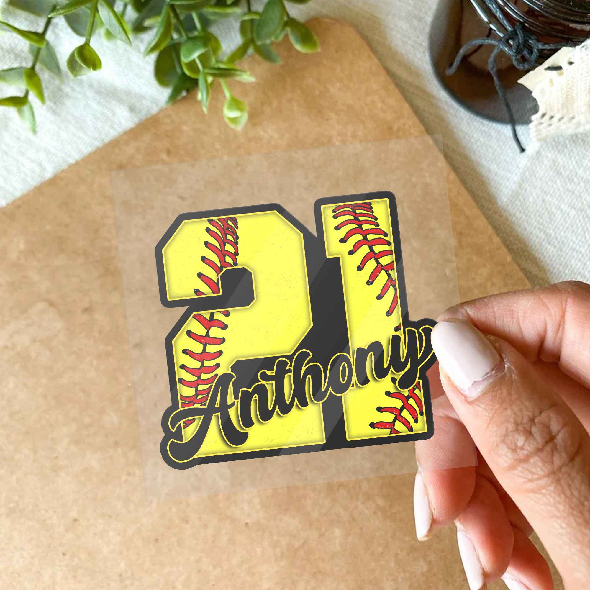 Custom Baseball Number Personalized Name Vinyl Decal Sticker