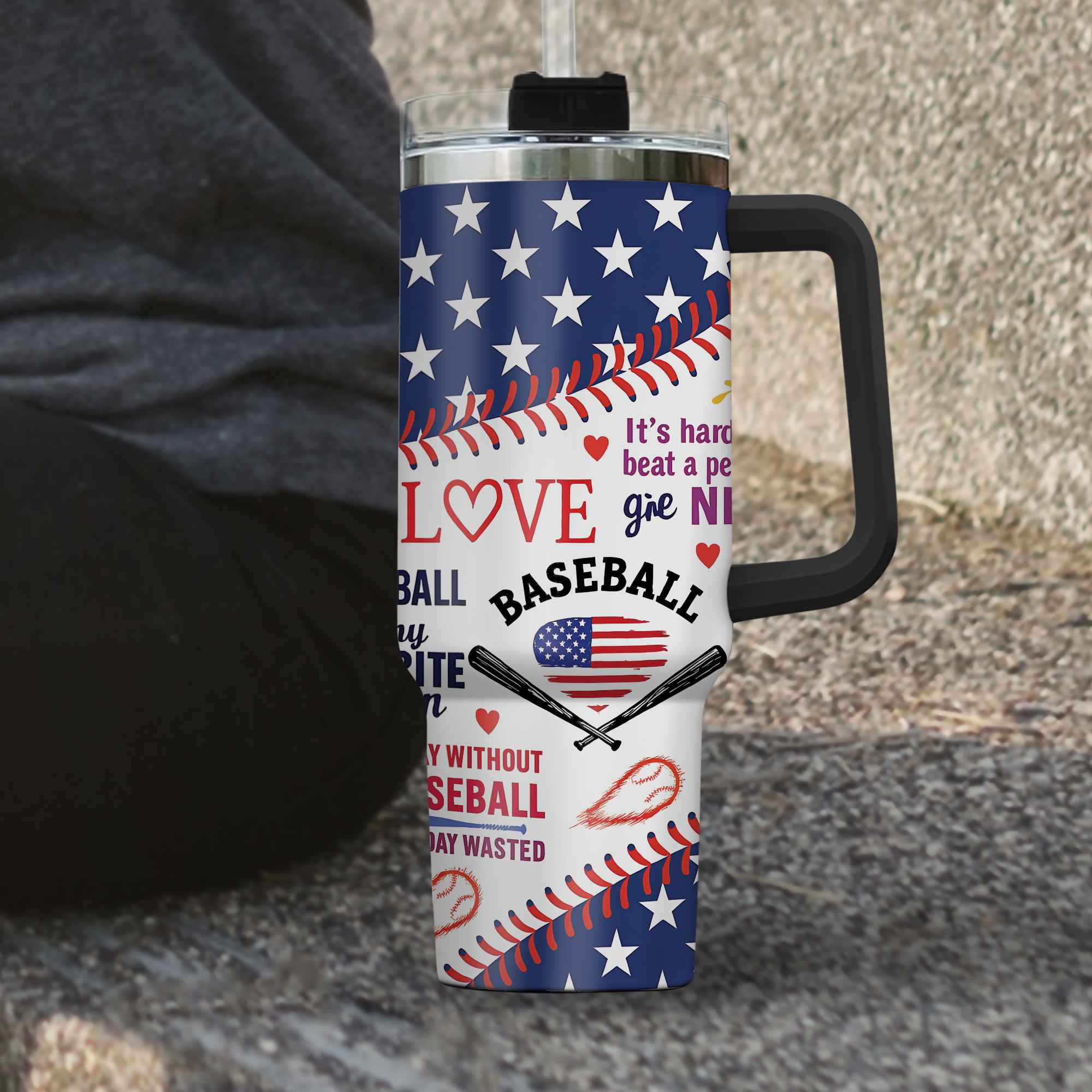 Baseball Stainless Steel Insulated Travel Tumbler Gift for Mom Dad Coach Fan Sport Lovers Tumbler 40oz 4