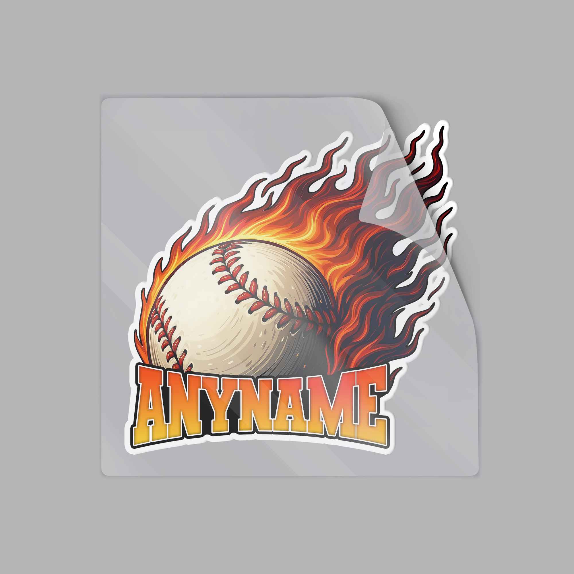 Baseball Flame Die Cut Sticker