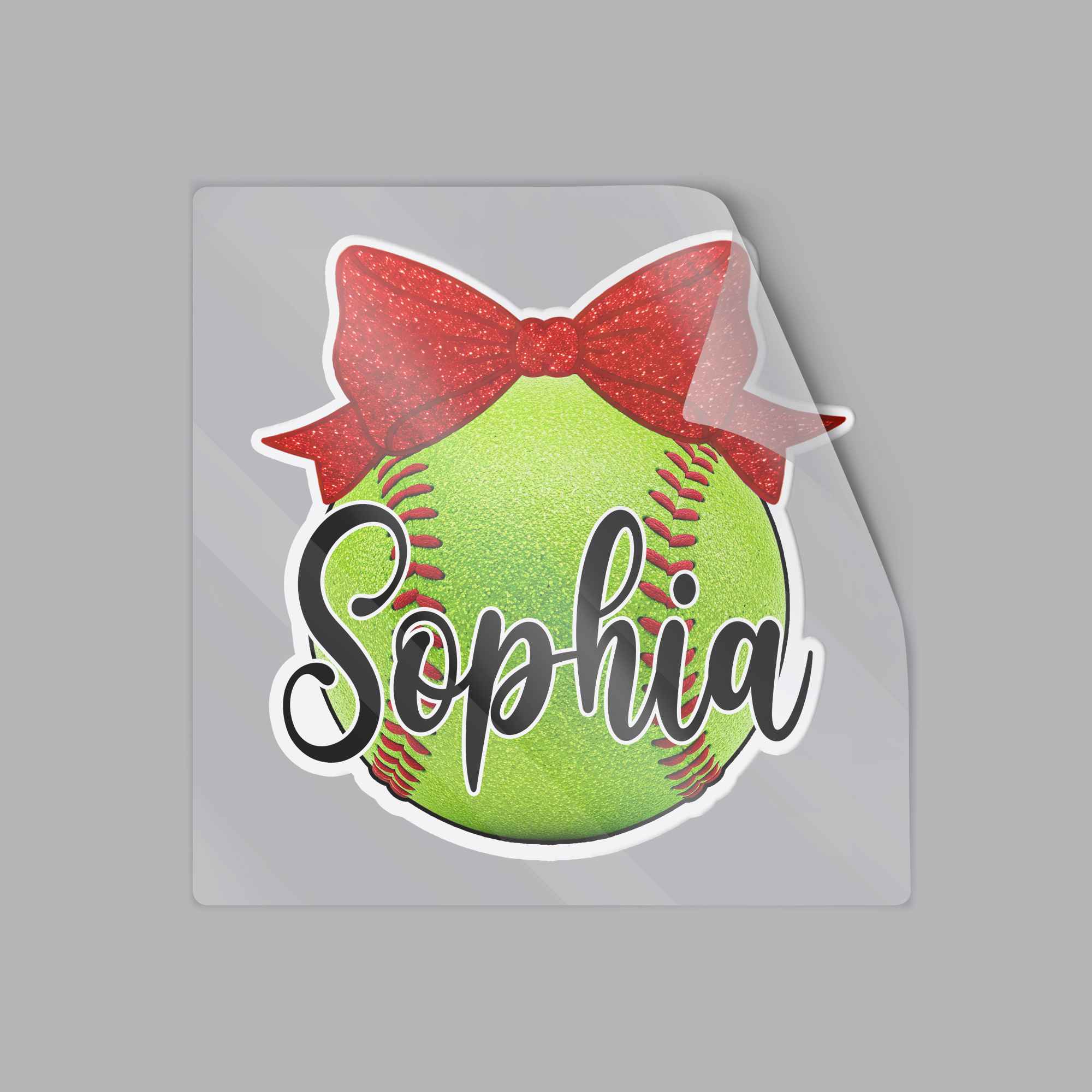 Personalized Tennis Ball Custom Name Coquette Bow Girly Sports Team Gift Sticker 3