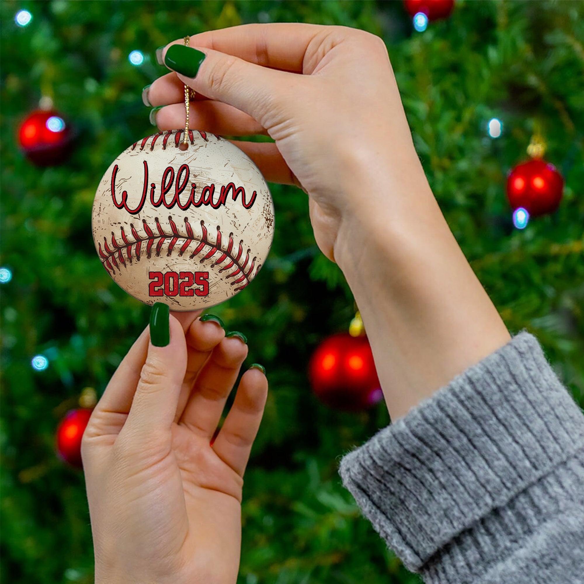 Santa's Favorite Baseball Christmas – Custom Baseball Team Gifts from Mom, Baseball Player Gift, Ornament 5
