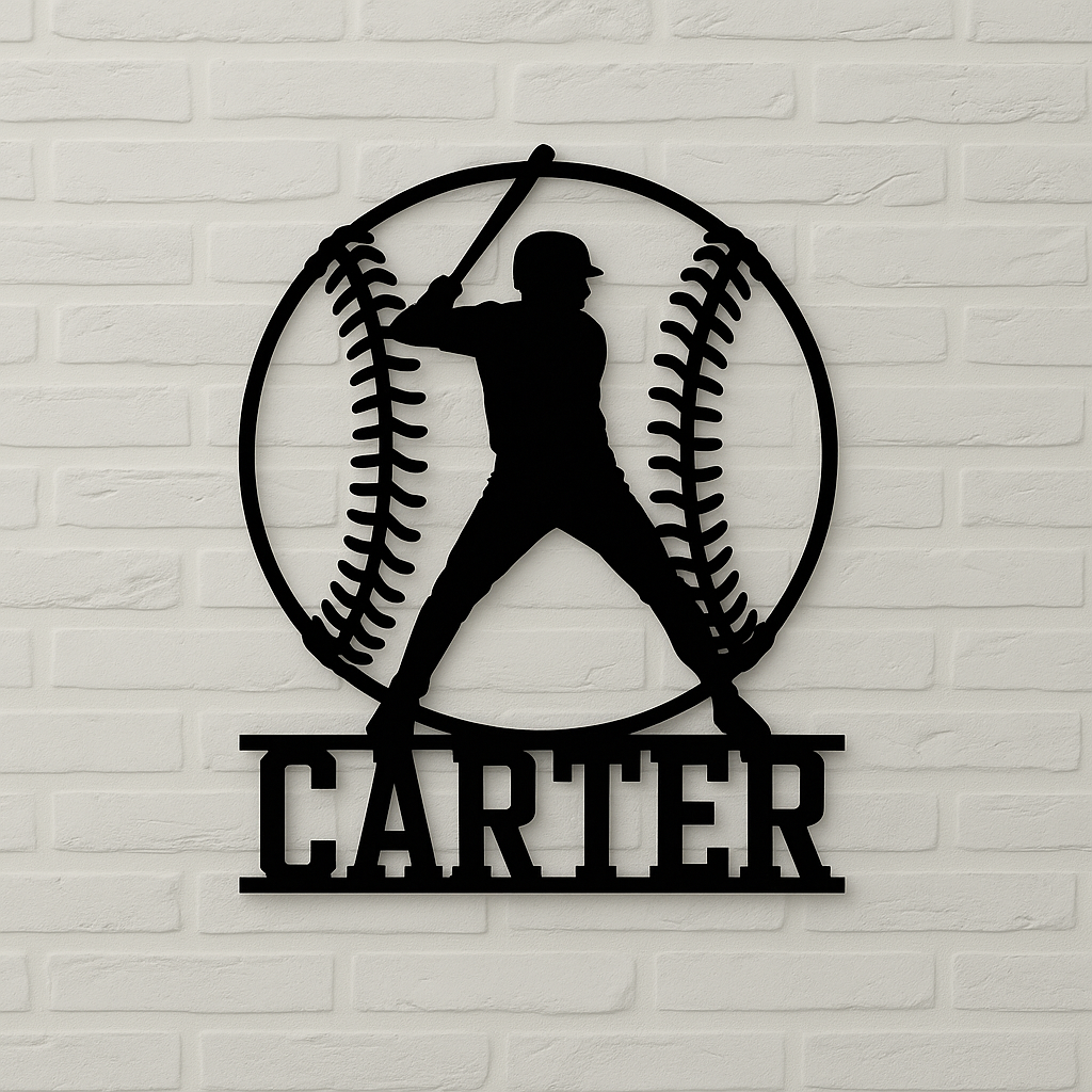 Personalized Baseball Player Sign Custom Name Number Room Sign Baseball Wall Decor Gift for Dad Husband Son Team Baseball Metal Sign