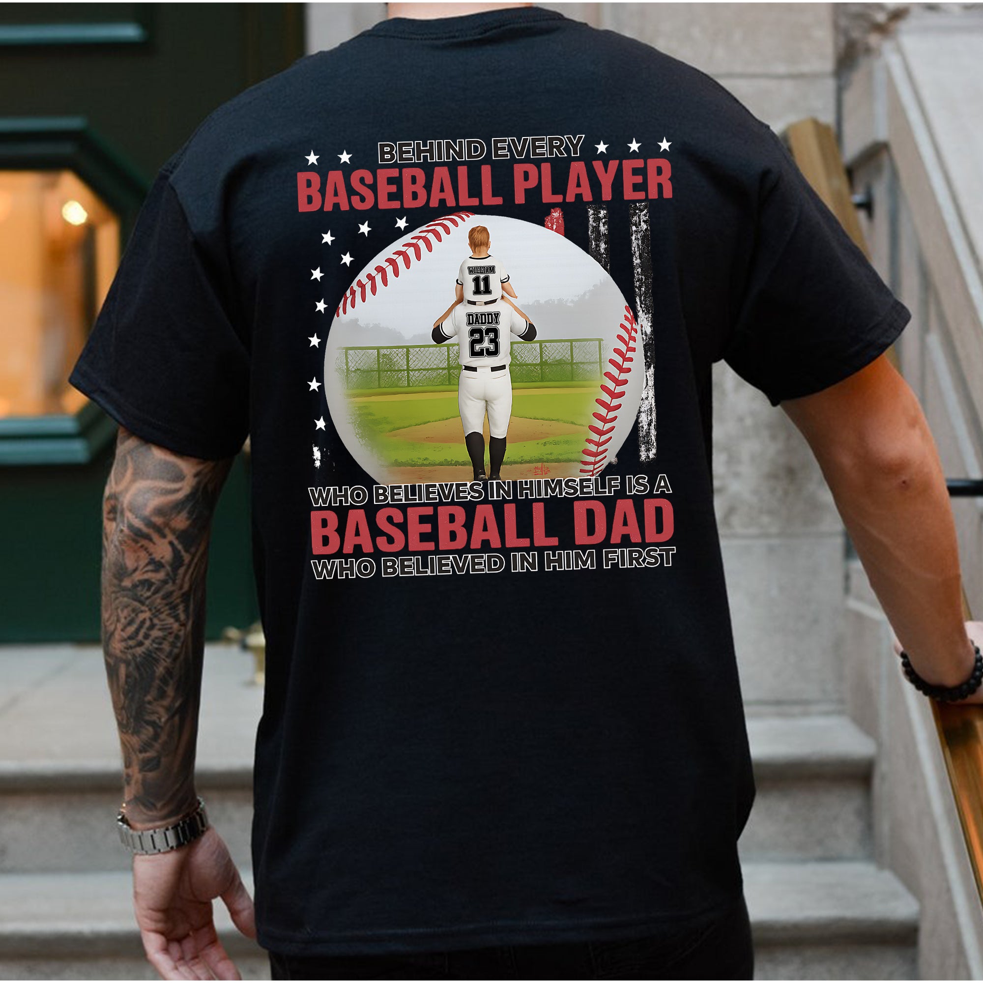 Behind Every Baseball Player Is A Dad Personalized T-Shirt 4