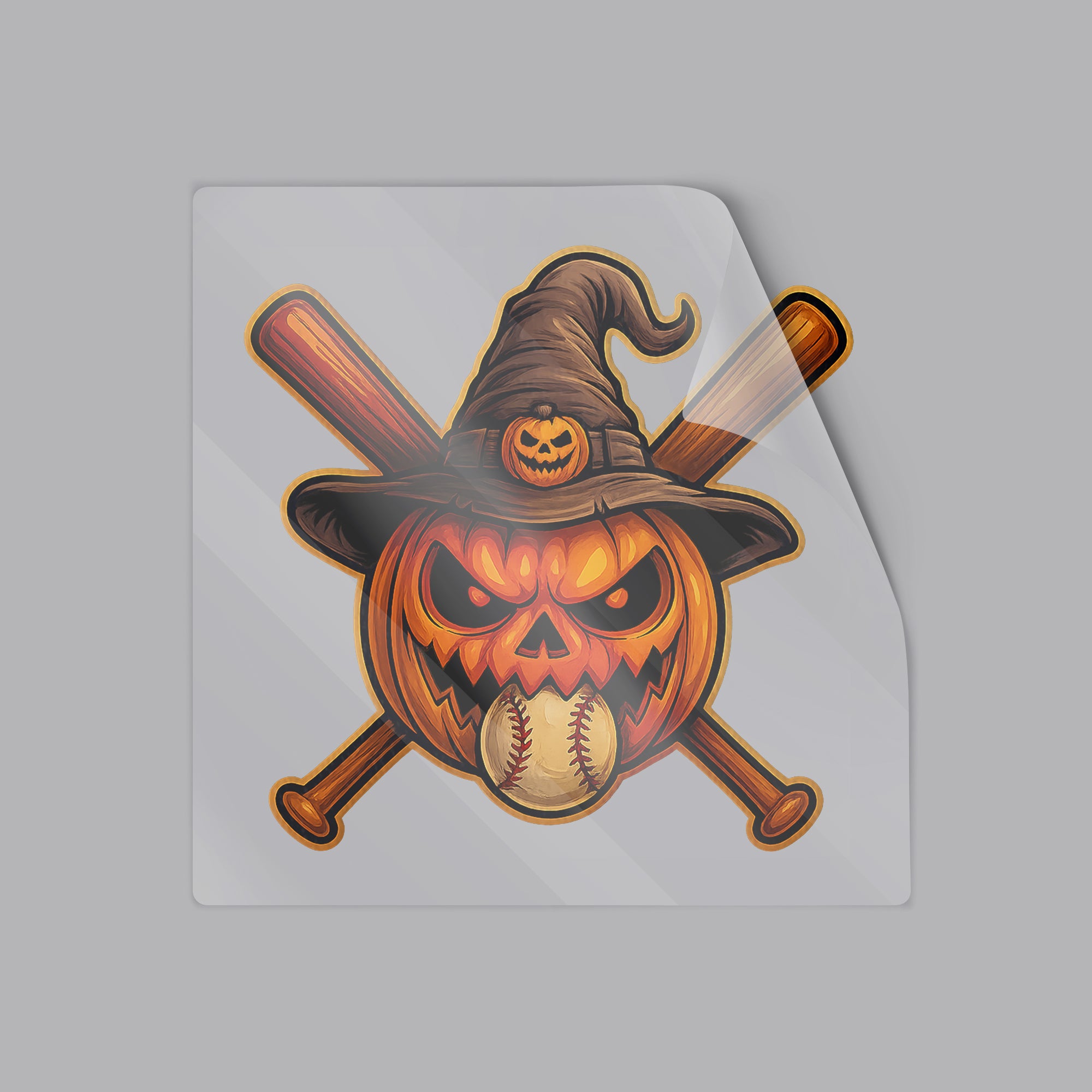 Halloween Pumpkin Baseball Cross Bats Witch Hat Sticker 6