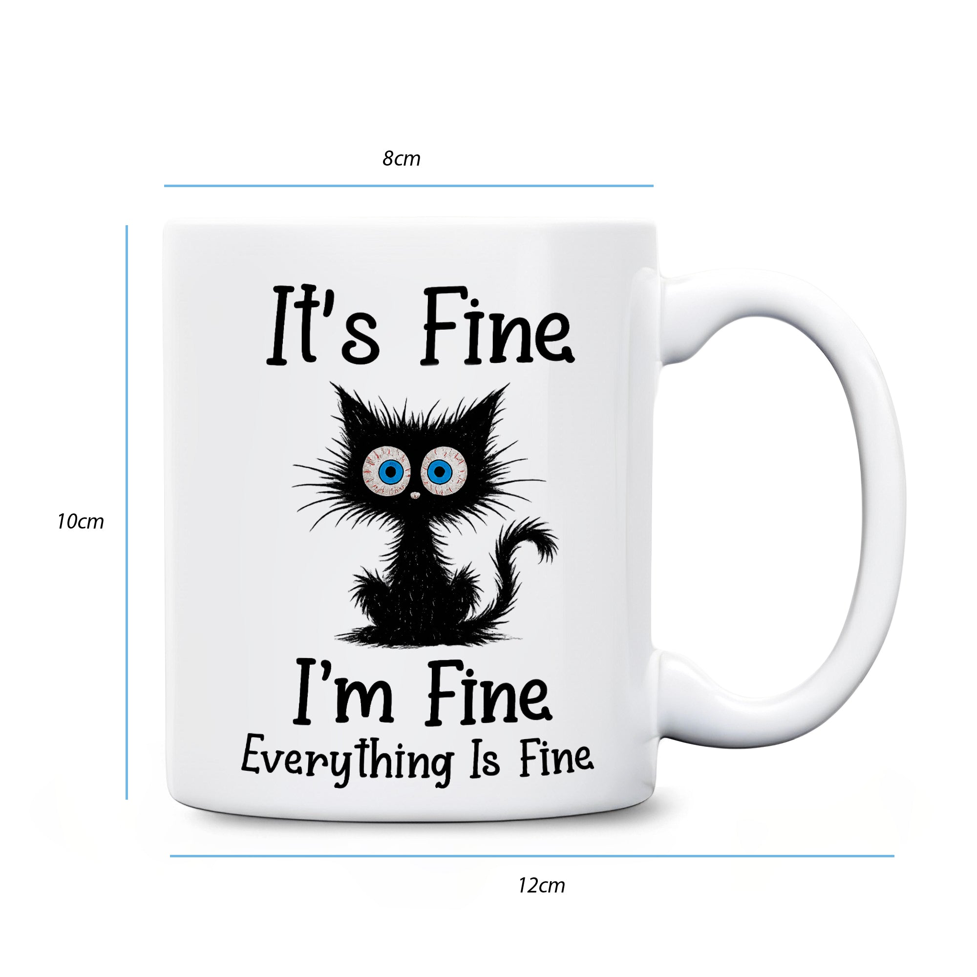 It’s Fine I’m Fine Everything Is Fine Black Cat Mug – Funny Sarcasm Mug, Cute Cat Lover Gift, Humor Coffee Mug 4
