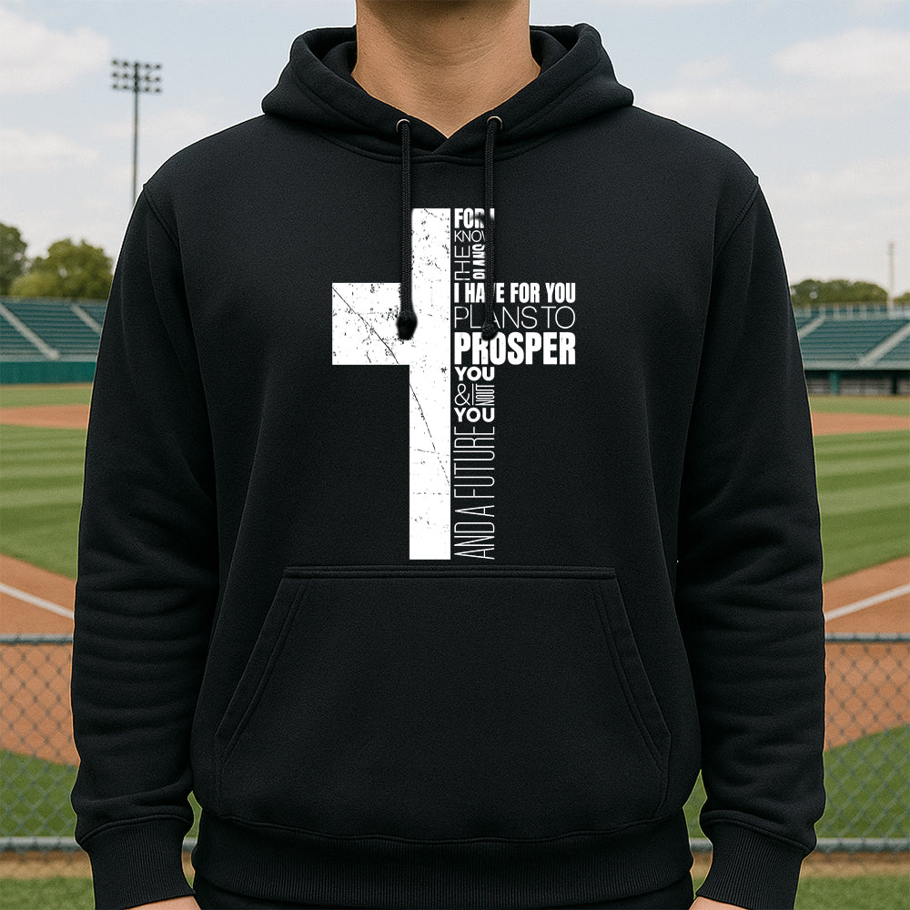 Jeremiah 29:11 V-Neck Hoodie – Christian Bible Verse Cross Faith Apparel, Inspirational Scripture Gift for Youth, Men, Women Hoodie 3