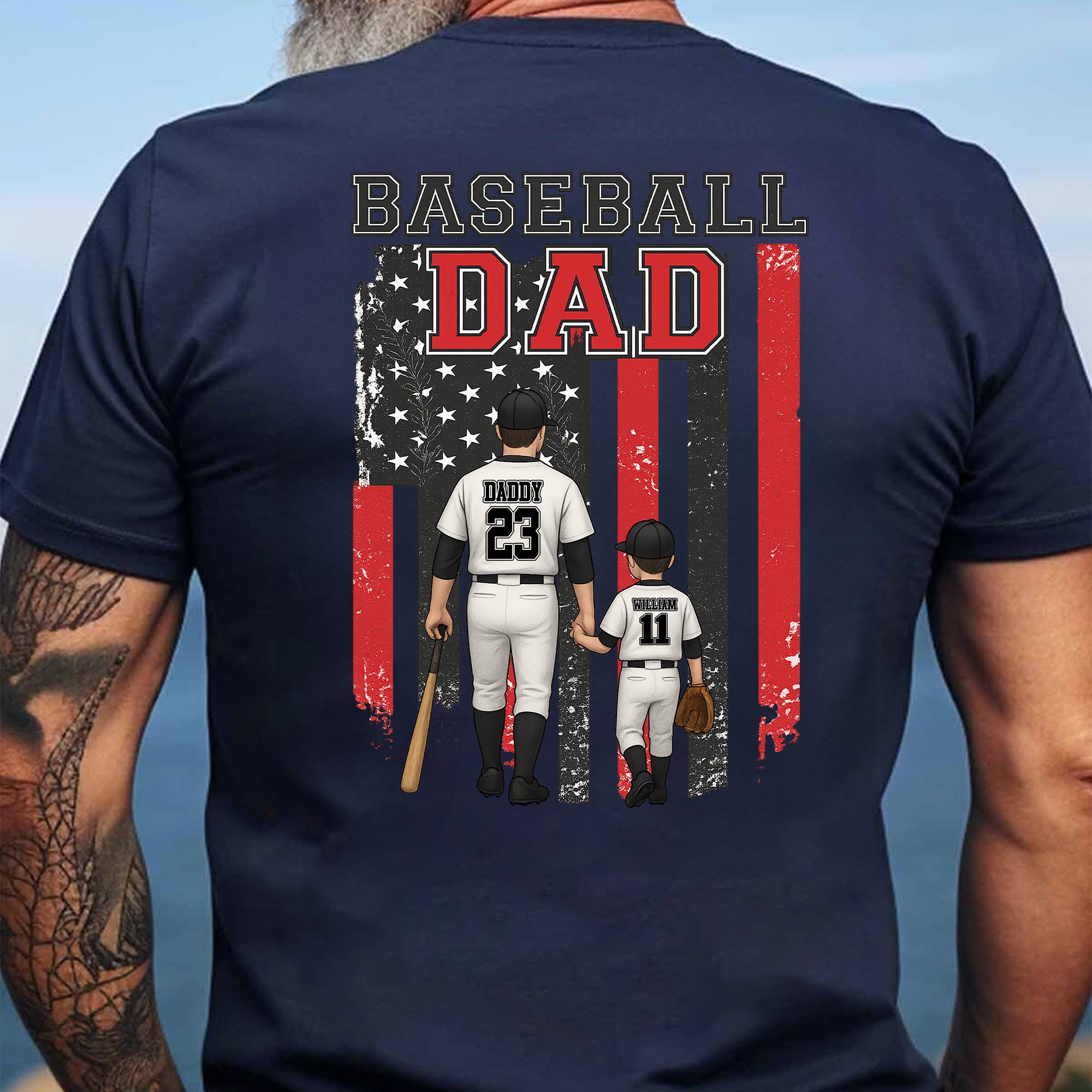 Personalized Baseball Dad And Brother Flag T Shirt 4