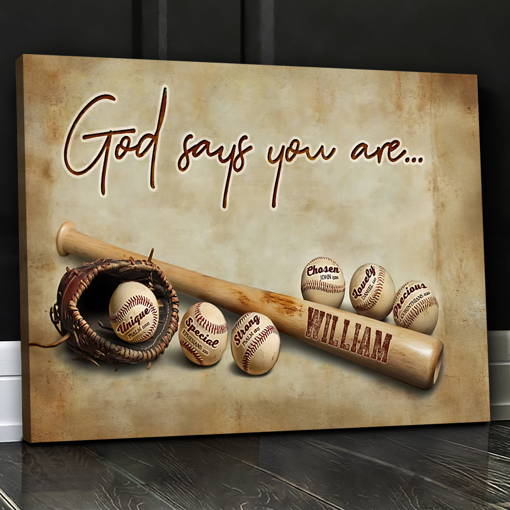 God Says You Are Unique Chosen Baseball Painting Wall Art Decor Poster Gift For Baseball Lovers Canvas 3