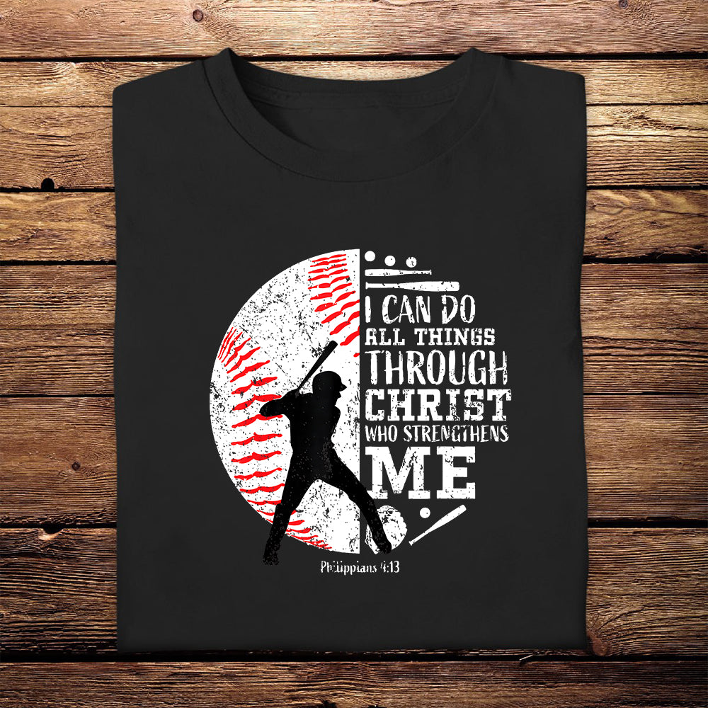 Cool Baseball Player Christian Bible Verse Faith Inspirational Scripture Gift for Men & Boys T-Shirt 4
