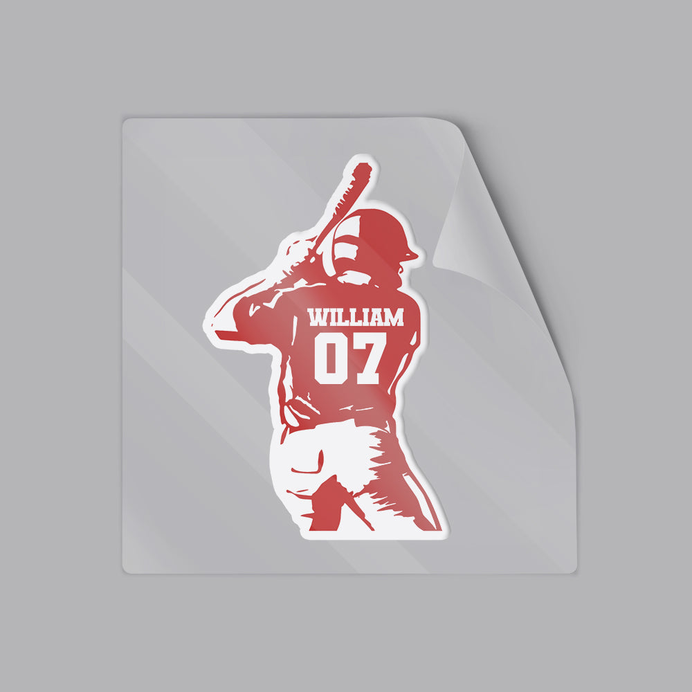 Custom Name Baseball Player Number – Personalized Sports Design, Waterproof Vinyl Sticker 6