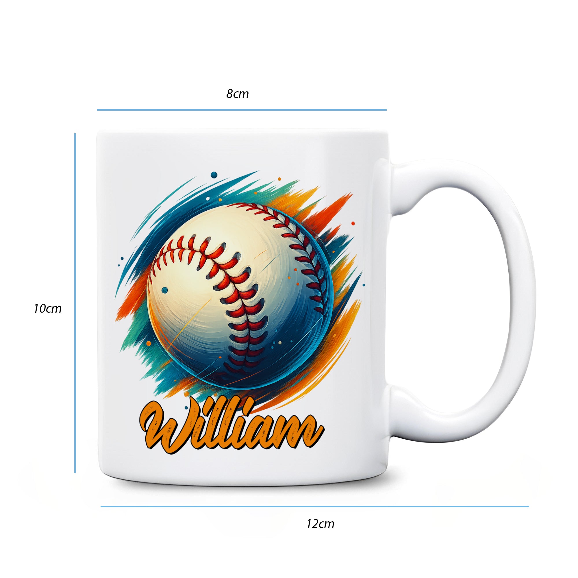 Personalized Baseball Coffee Mug 11oz 15oz, Baseball Sport Team Mug, Customized Baseball Coach Mug, Vibrant Baseball Watercolor Mug 5