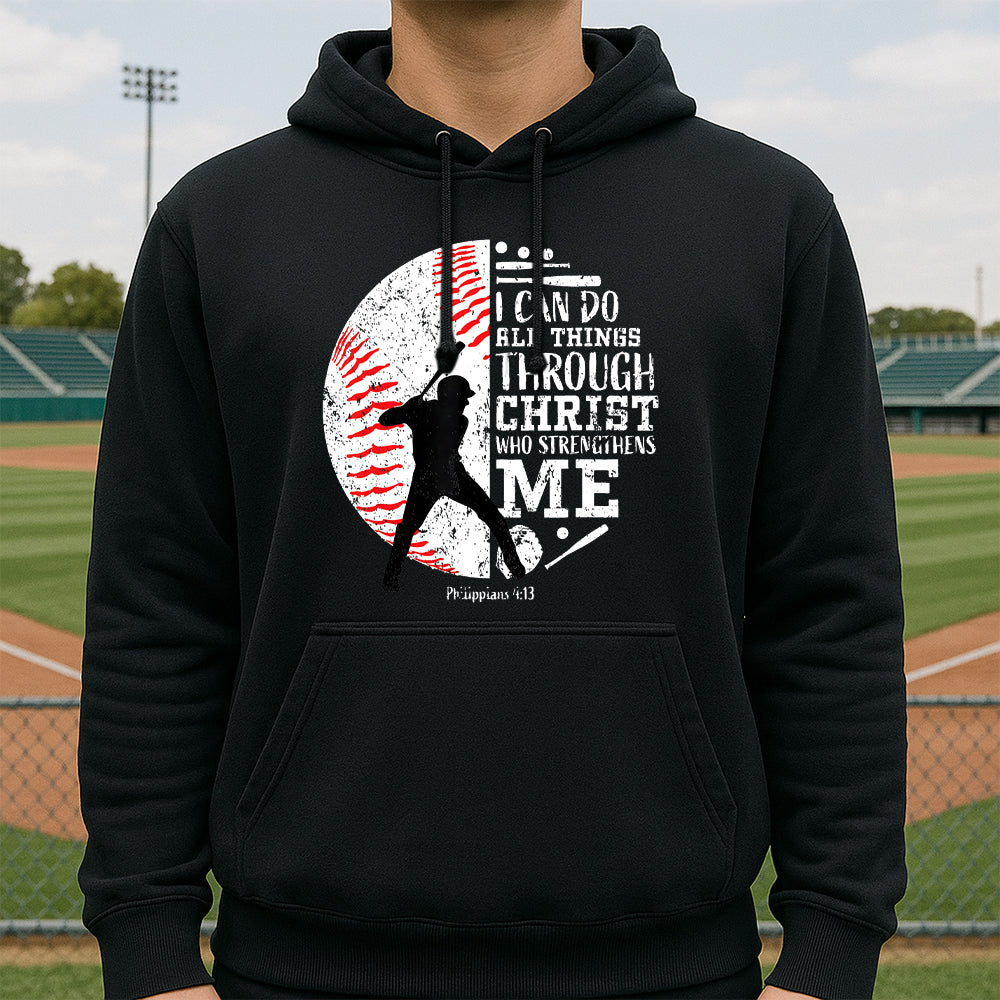 I Can Do All Things Through Christ Baseball Scripture Faith Hoodie 4