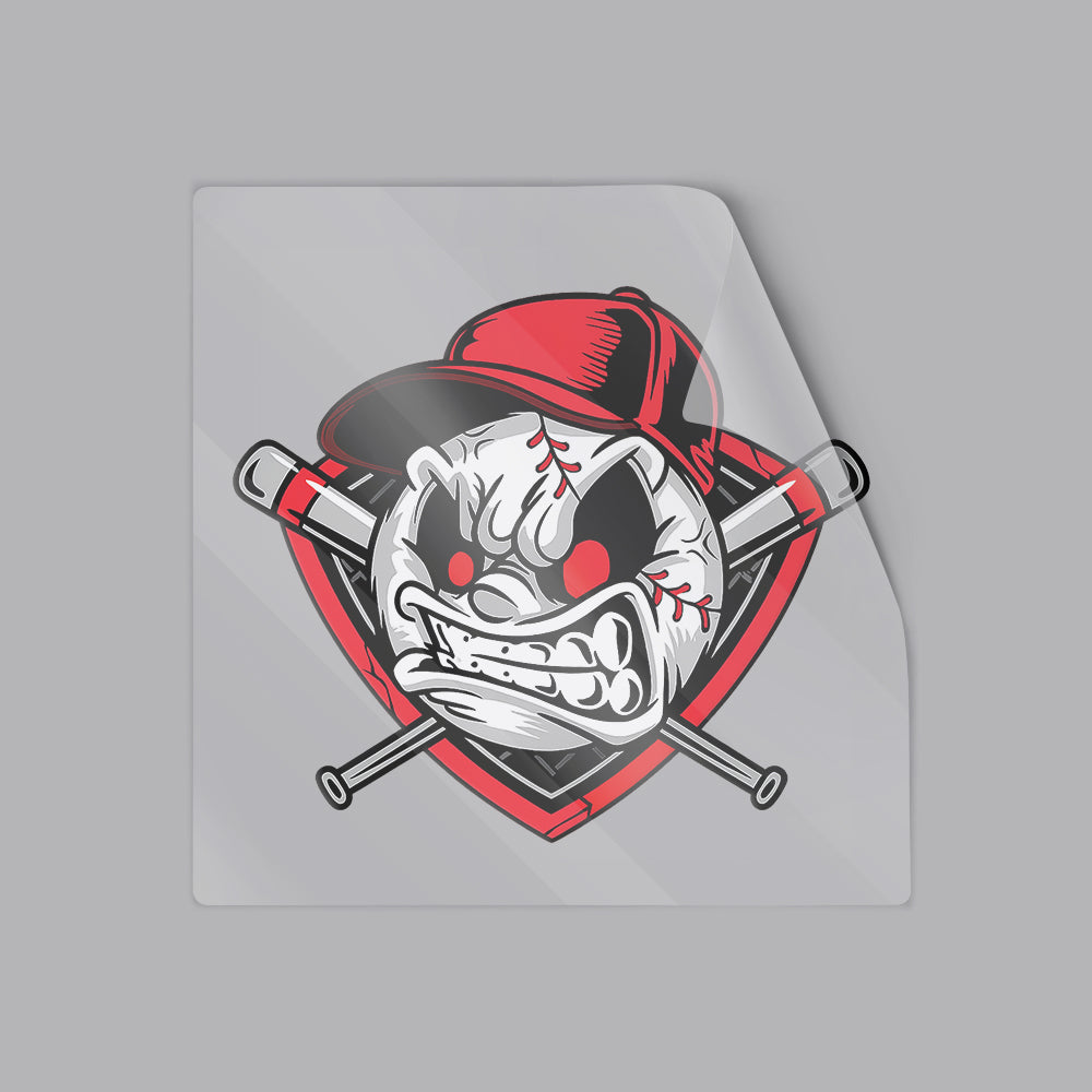 Angry Baseball Face with Bats – Cool Sports Design, Waterproof Vinyl Sticker 6