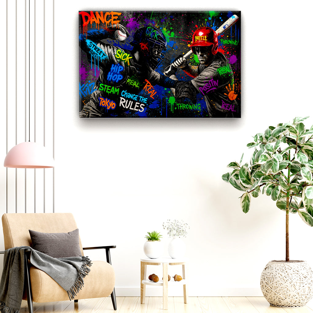 Abstract Street Baseball Graffiti Wall Art Teenager Sports Graffiti Canvas Print Modern Painting for Living Room Bedroom Baseball Canvas 4